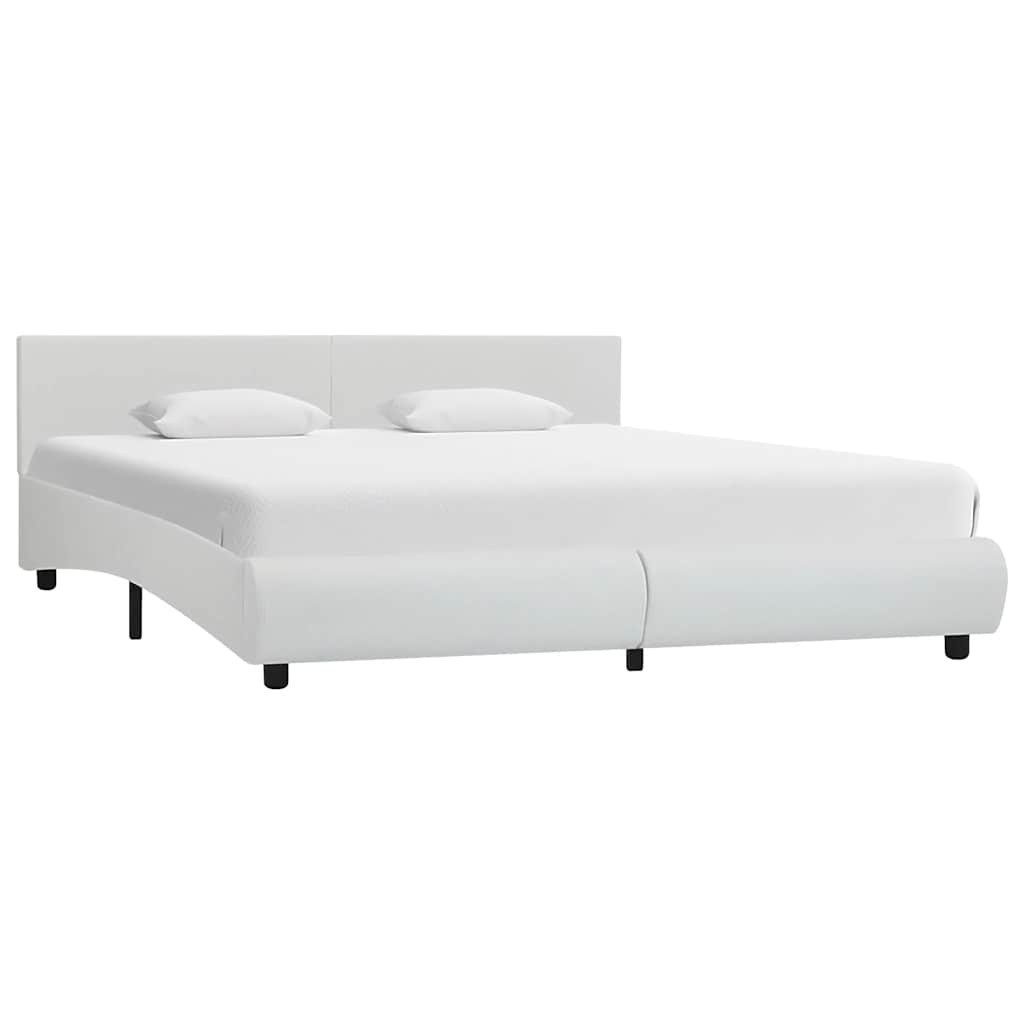 vidaXL Bett Bettgestell mit LED Weiß Kunstleder 180×200 cm