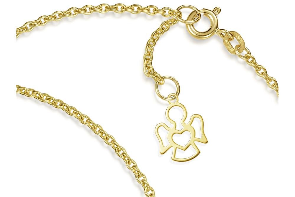 Silberkettenstore Fußkette Fußkette Erbse 1,8mm mit Engel -echt 585 Gold, Länge 23cm