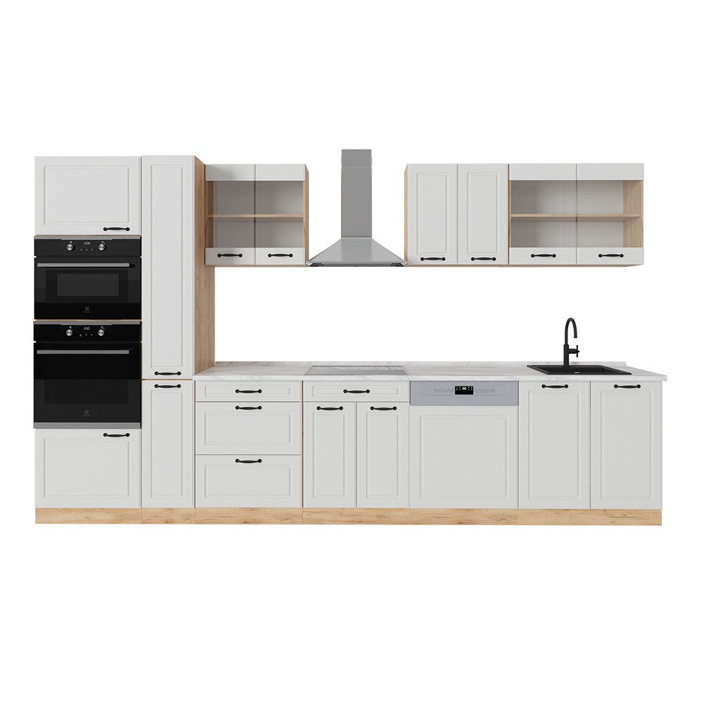 Vicco Küchenzeile R-Line, Weiß Landhaus/Goldkraft Eiche, günstig online kaufen