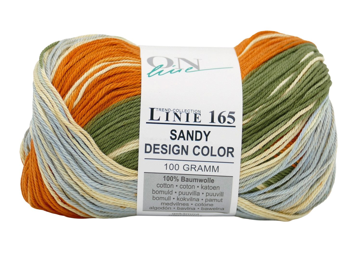 Online Garne Linie 165 Sandy Design Color Baumwollgarn mit Farbverlauf Häkelwolle, 240,00 m (Farbverlaufsgarn reine Baumwolle, Häkelgarn, Strickgarn, Strickwolle, Handstrickgarn), 100% Baumwolle, Nadelstärke 2,5 bis 3,5 mm