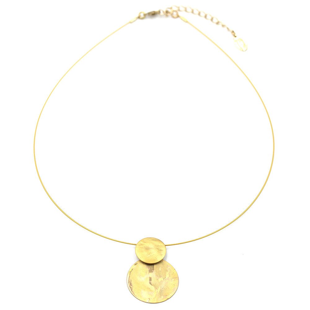 Collier Pura Recycled Kette 03 Seilkette mit zweiteiligen Plättchen-Anhänger