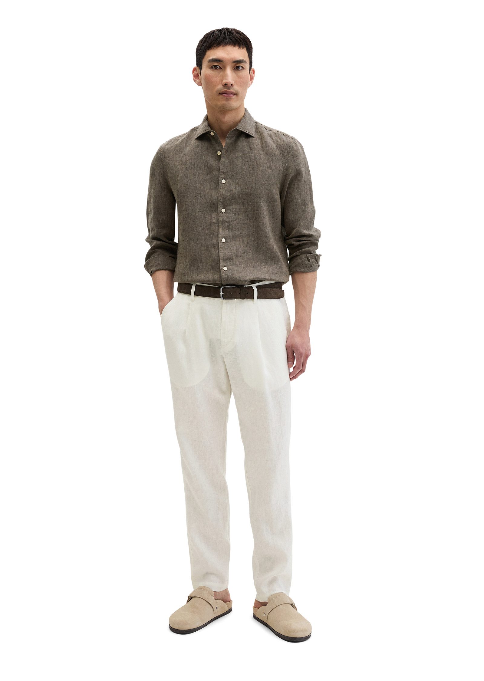 Marc O'Polo Langarmhemd aus feinem Leinen-Chambray – Bild 5 von 5