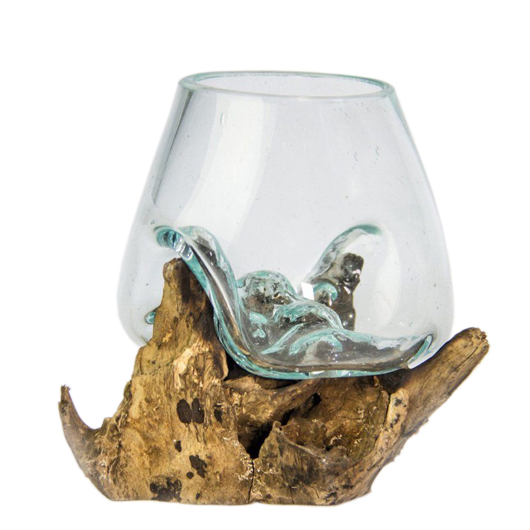 More2Home Dekovase Teak-Dekowurzel DROP-5, Glas mundgeblasen, 13 cm hoch günstig online kaufen