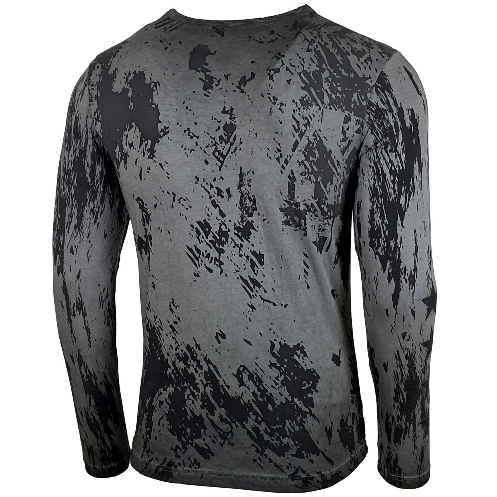 Baxboy Longshirt Langarmshirt mit trendigem All-Over Logo-Print mit Knopfleiste B-702
