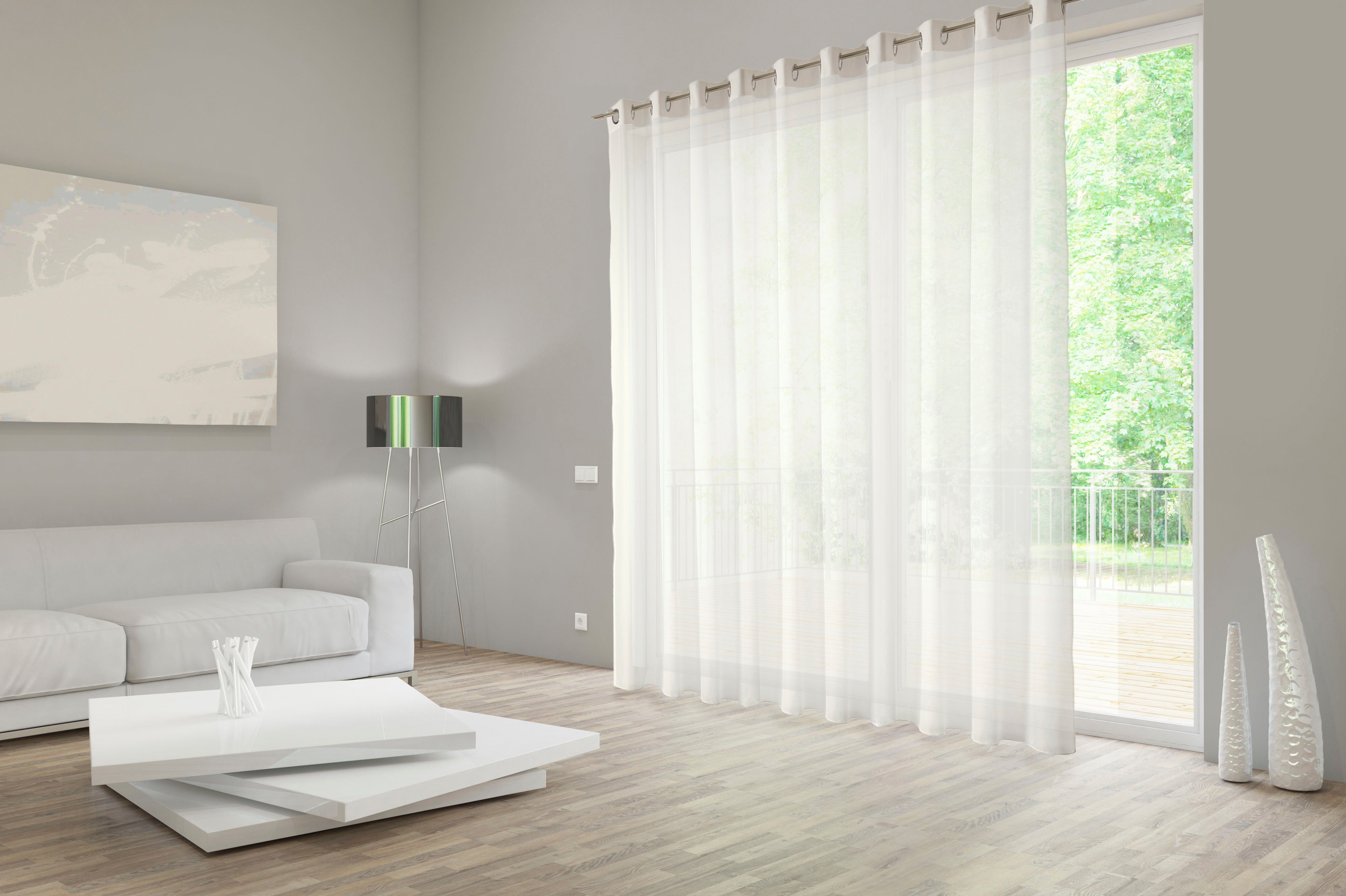 Neutex for you! Vorhang Kiss (1 St), Ösen, halbtransparent, Jacquard, Uni in natürlicher Optik, nach Maß – Bild 5 von 5