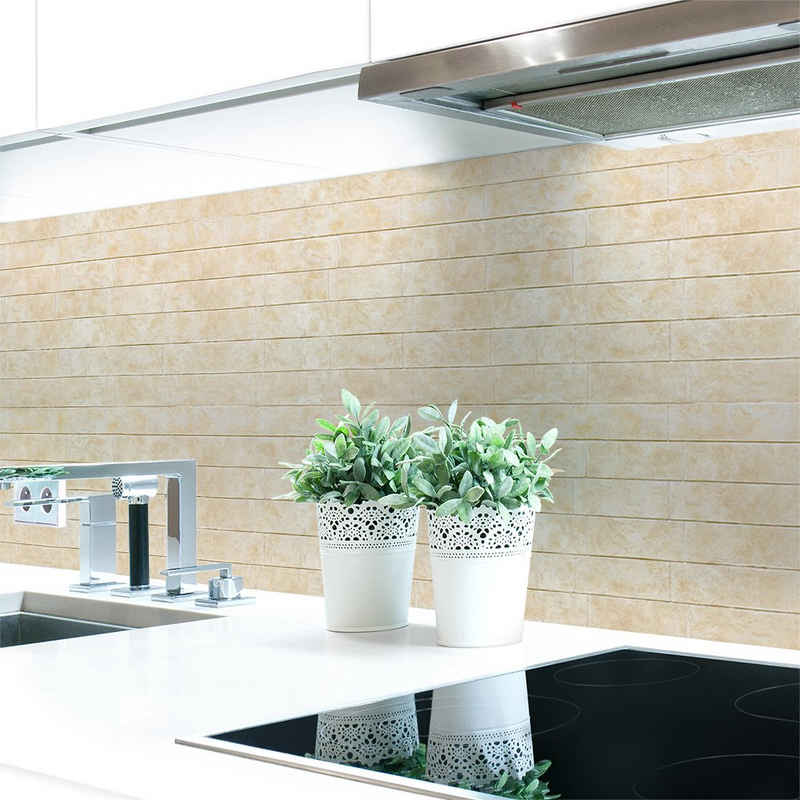 DRUCK-EXPERT Küchenrückwand Küchenrückwand Ziegelwand Beige Hart-PVC 0,4 mm selbstklebend
