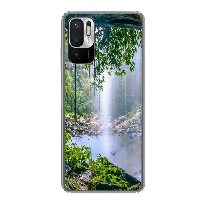MuchoWow Handyhülle Dschungel - Regenwald - Wasser - Wasserfall - Pflanzen Phone Case Handyhülle Xiaomi Redmi Note 10 5G Silikon Schutzhülle