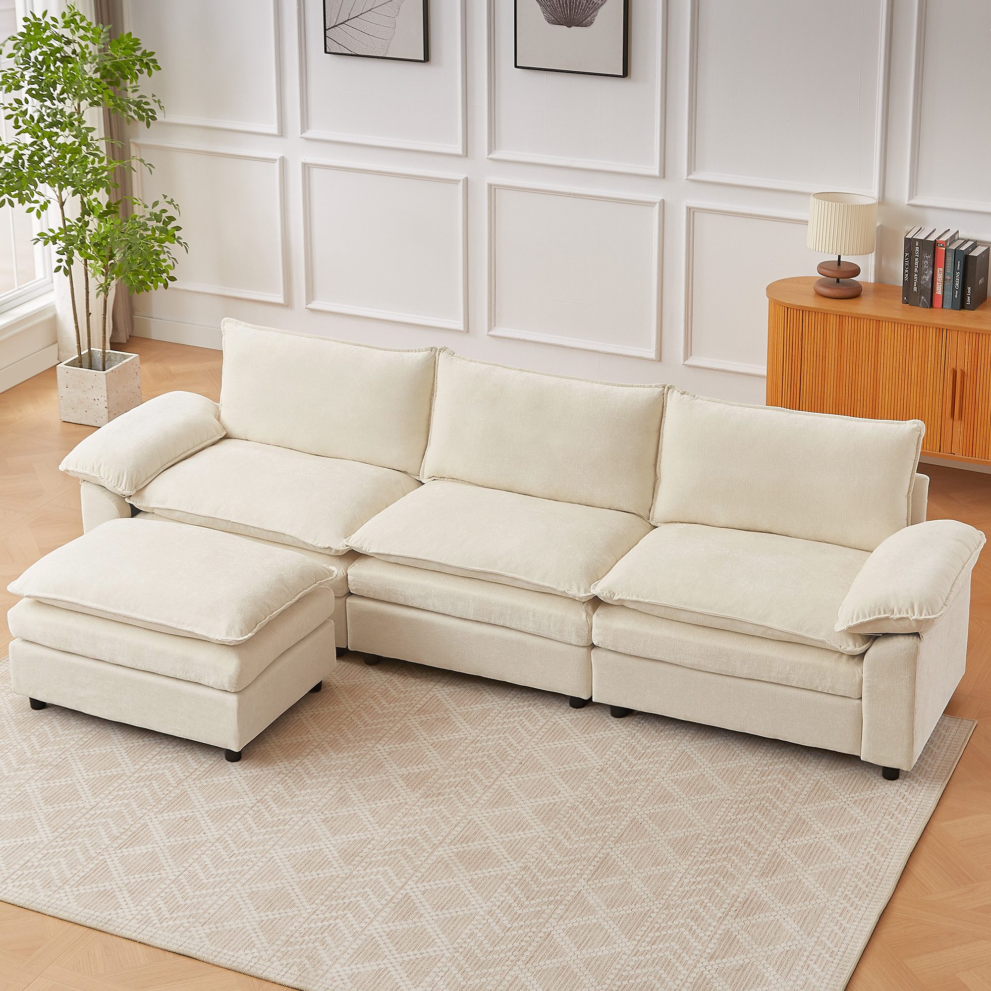 Jiexi Wohnlandschaft Modulares Sofa aus Chenille Freie Kombination Wohnlandschaft – Bild 4 von 5