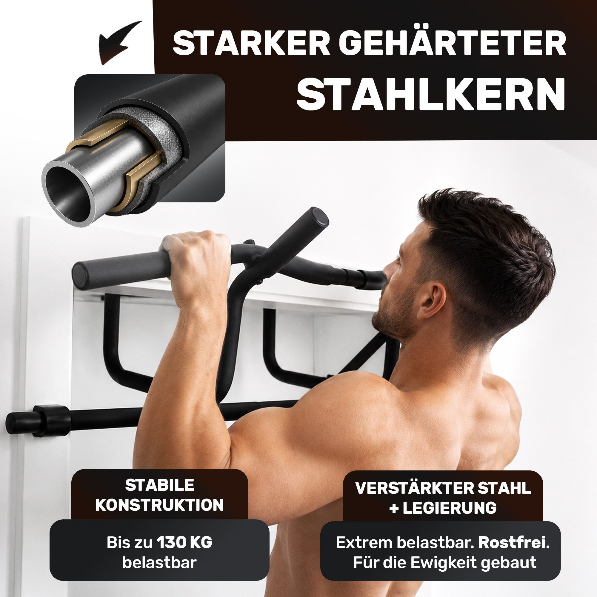 EVERLEVEN Klimmzugstange Klimmzugstange Türrahmen [ohne Schrauben] Fitness Stange für die Tür
