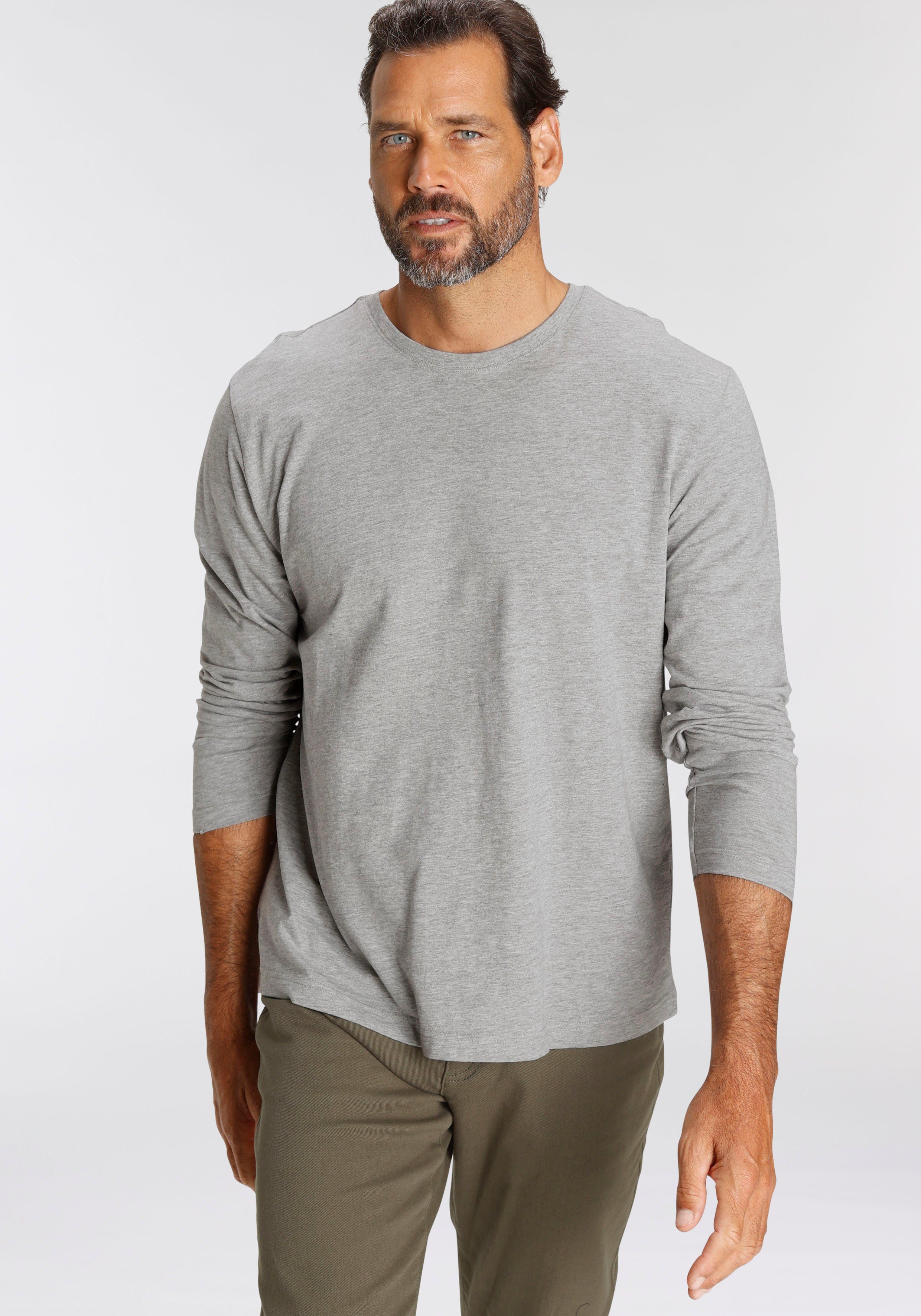 Man's World Langarmshirt neue Farbe ! (3er-Pack) Langarm, unifarben, aus Baumwolle, im 3er-Pack – Bild 4 von 5