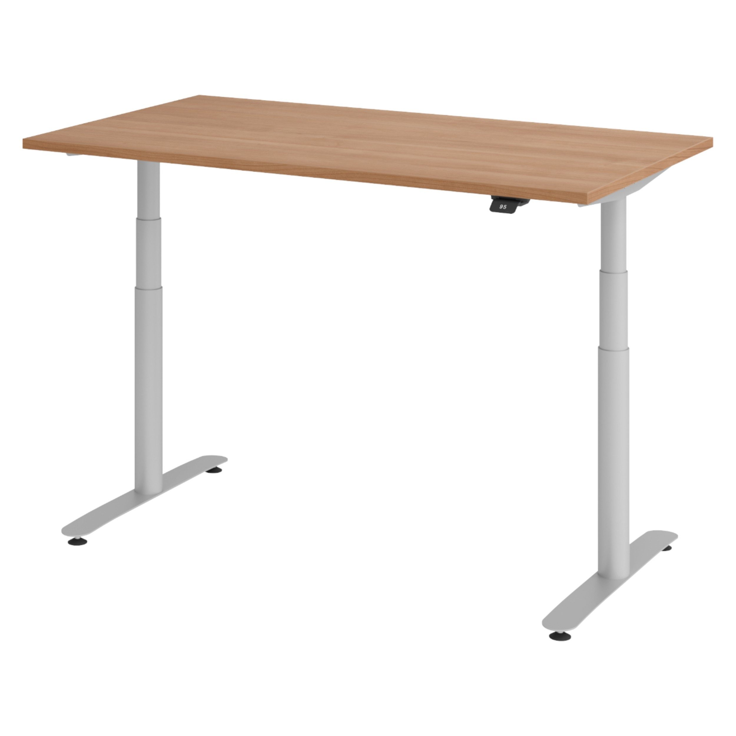 bümö Schreibtisch bümö Schreibtisch XDLR, Rechteck: 140 x 80 cm - Dekor: Nussbaum - Gestell: Silber