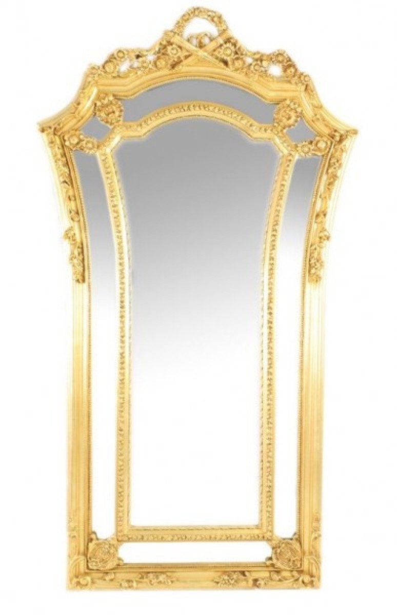 Casa Padrino Barockspiegel Riesiger Luxus Barock Wandspiegel Venice Gold 210 x 115 cm - Massiv und Schwer - Goldener Spiegel