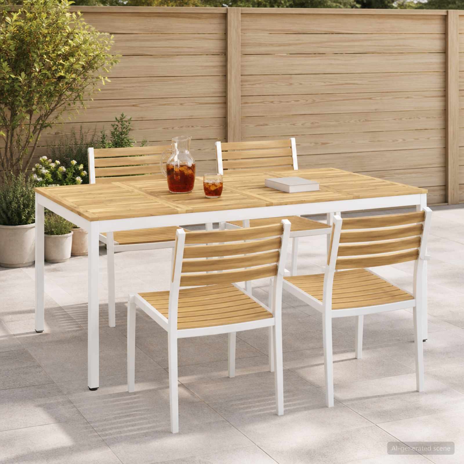 vidaXL Gartentisch Gartentisch Weiß 196 x 100,5 x 75 cm Massivholz (1-St)