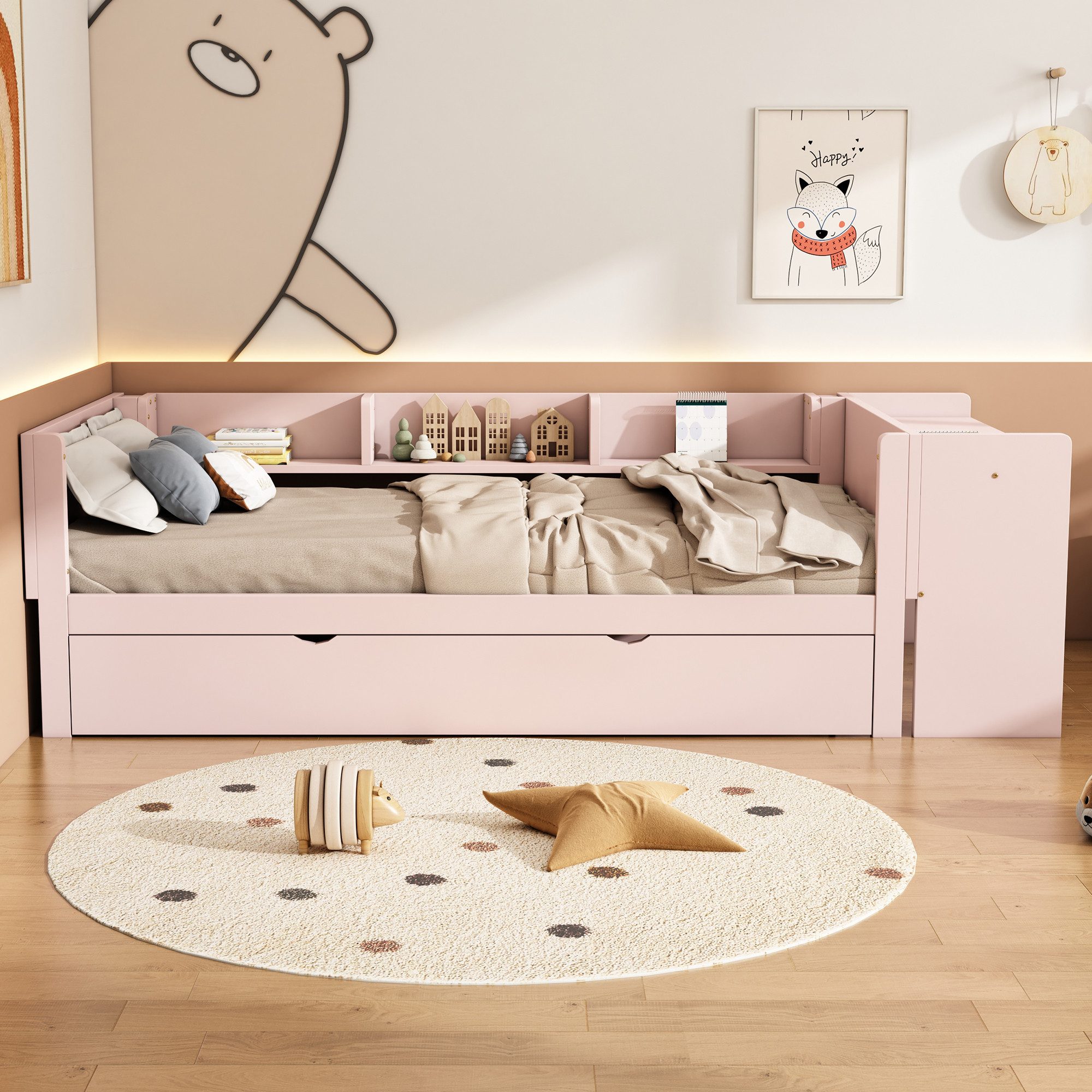 TavilaEcon Einzelbett Multifunktionales Kinderbett mit Schreibtisch günstig online kaufen