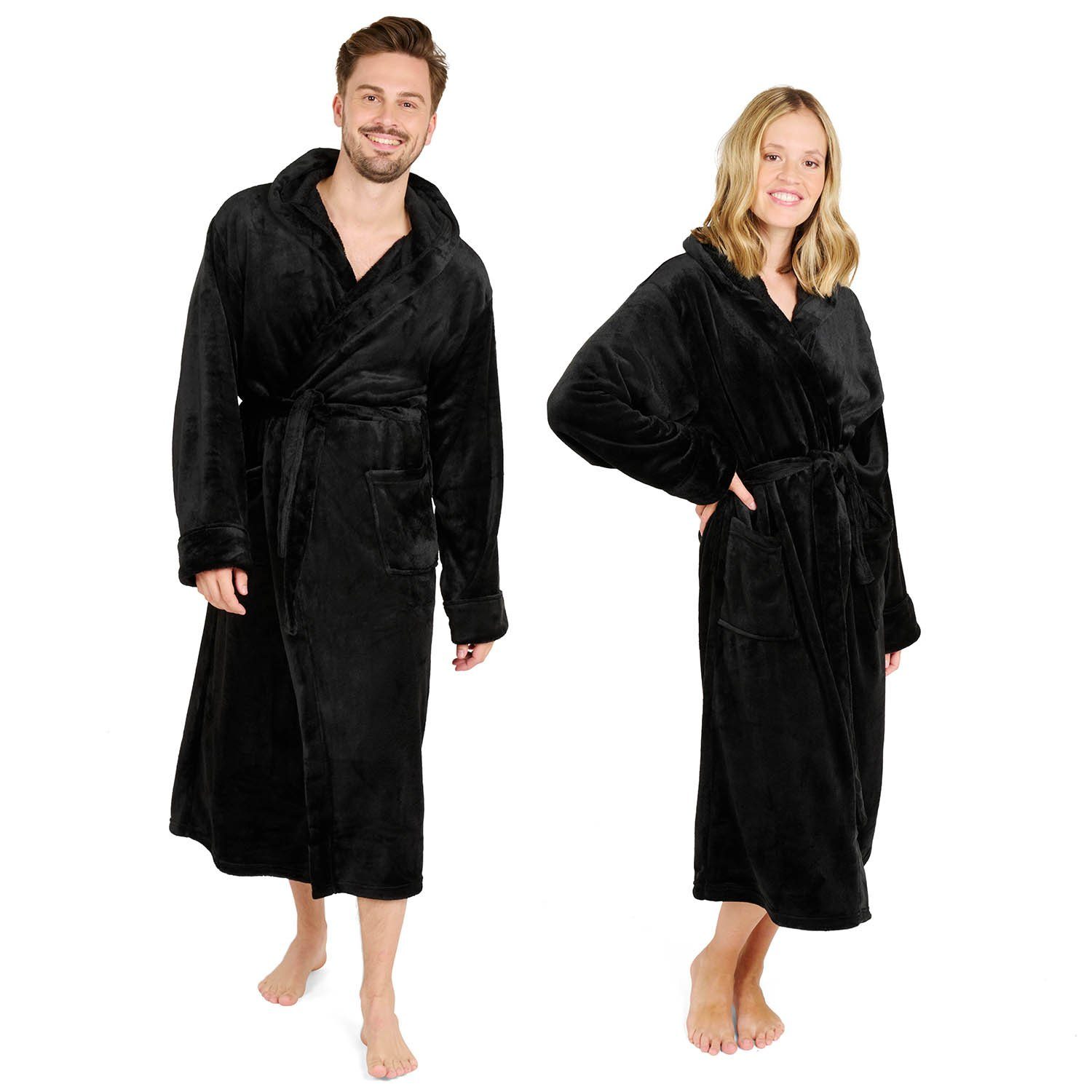 Blumtal Bademantel Bademantel Damen und Herren - Kuscheliger Fleece Morgenmantel, mit Kapuze & Taschen, OEKO-TEX Zertifiziert