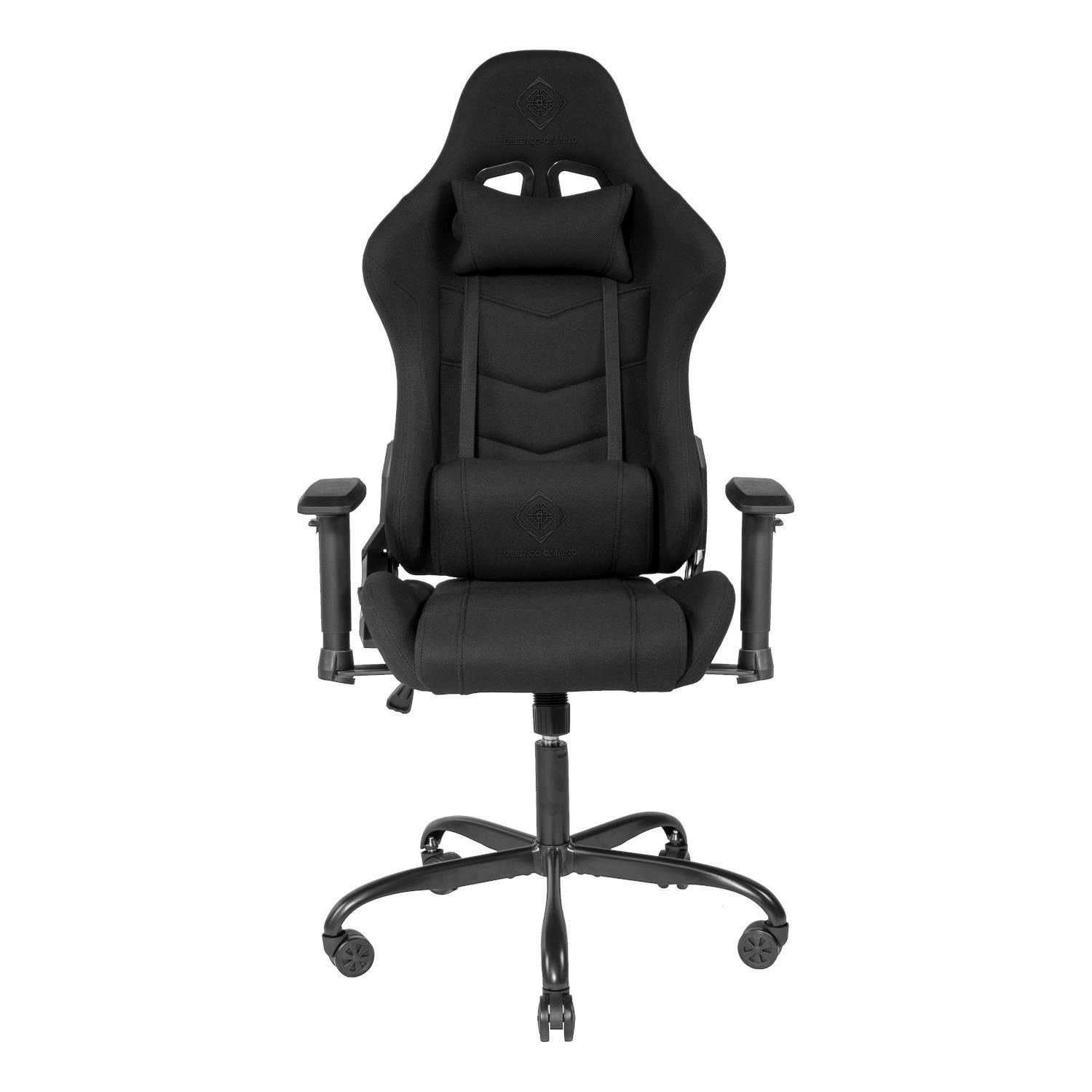 Stuhl 5 Gamer 110kg Jumbo (kein Kissen schwarz Set), Gaming-Stuhl Herstellergarantie DELTACO Stoff, Stuhl Canvas Jahre Canvas robuster Rückenlehne, hohe Gaming
