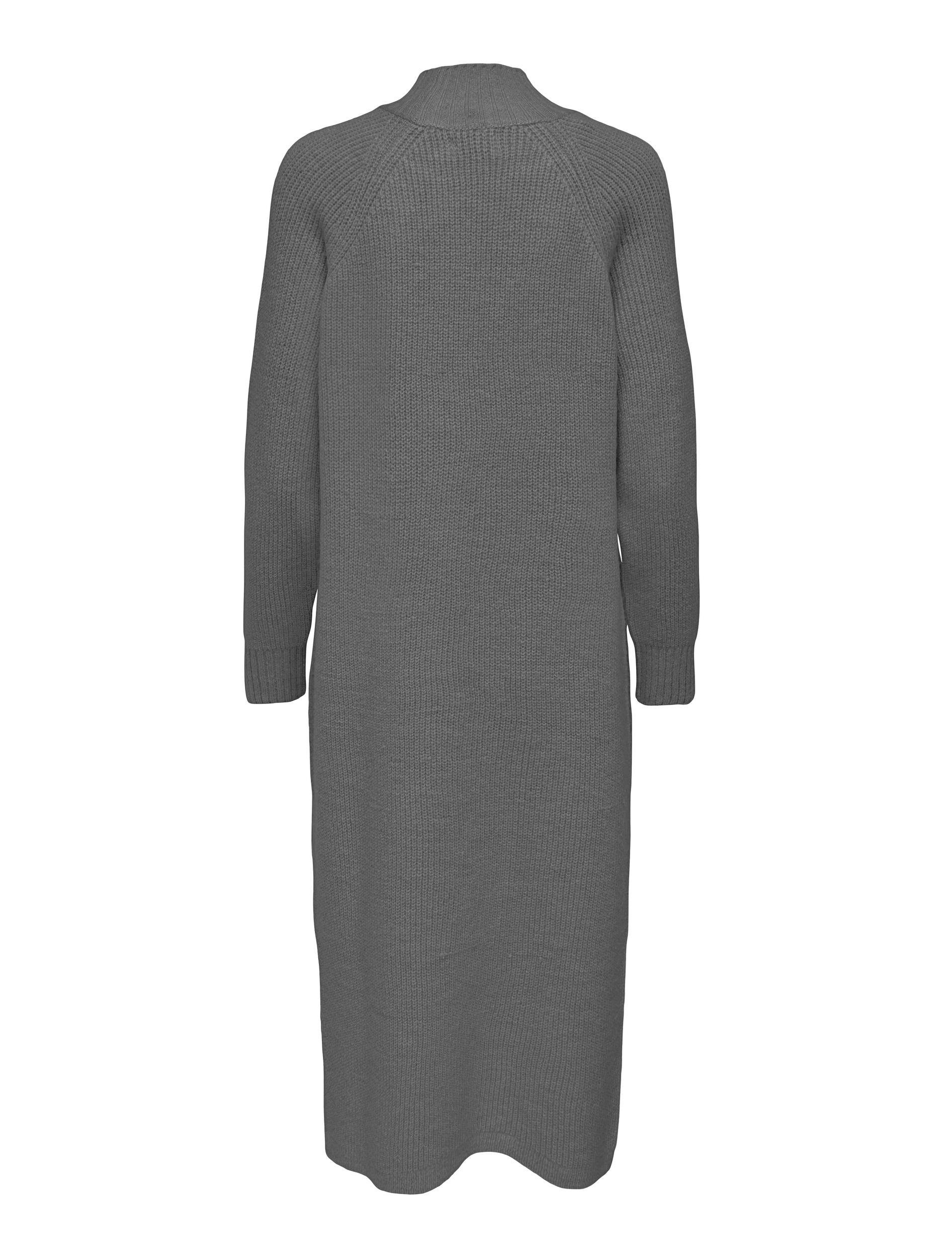 CC KNT ONLANDREA SLIT Strickkleid HIGHNECK Dark LS MAXI Grey ONLY Melange