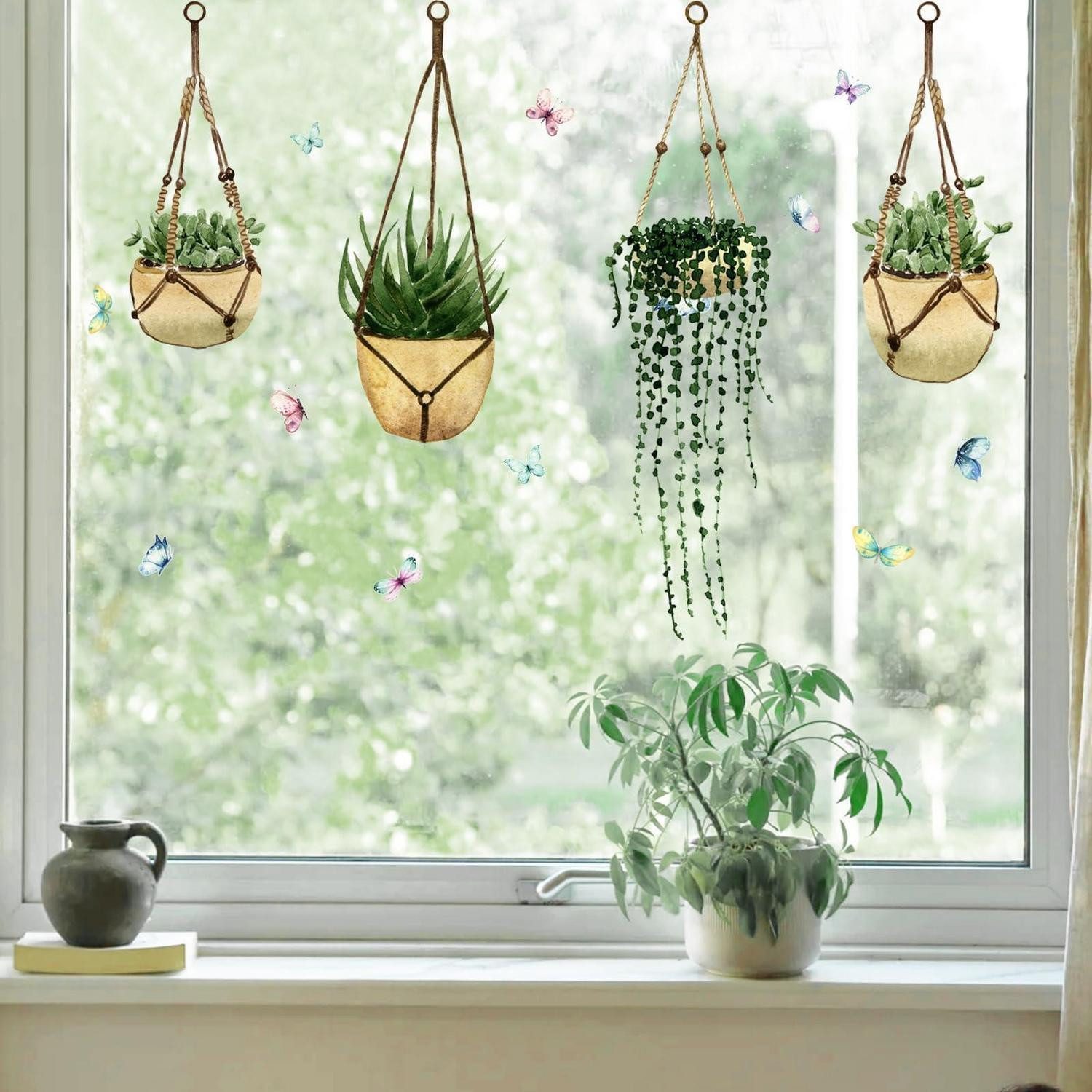 LuxusKollektion Fensterbild Fensteraufkleber Hängende Pflanzen Sommer Frühling