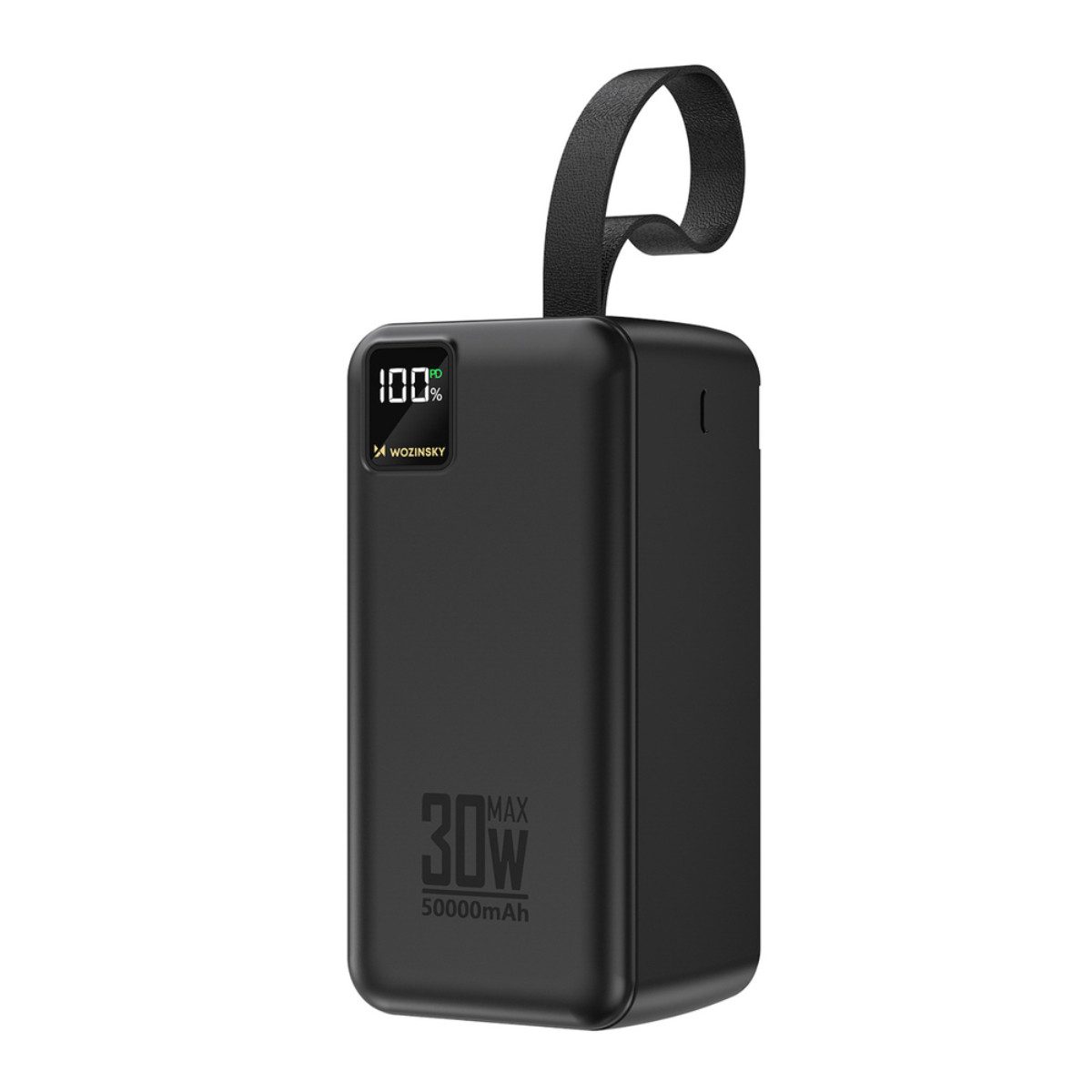 Wozinsky W8-B Powerbank 50000 mAh (12, 5, 9 V), 50000 mAh, 30 W, 4 USB-Anschlüsse, Display und Taschenlampe