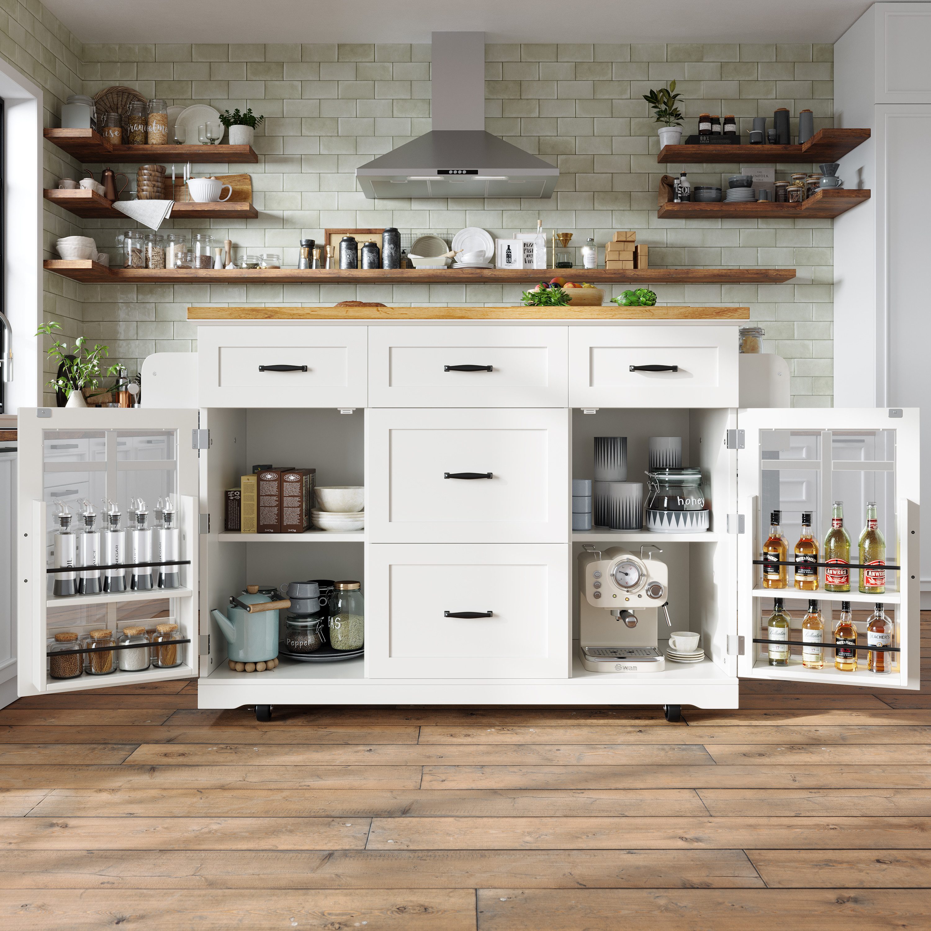 REDOM Küchenwagen Kücheninsel mit erweiterbarer Arbeitsplatte, (Gesamtmaße günstig online kaufen