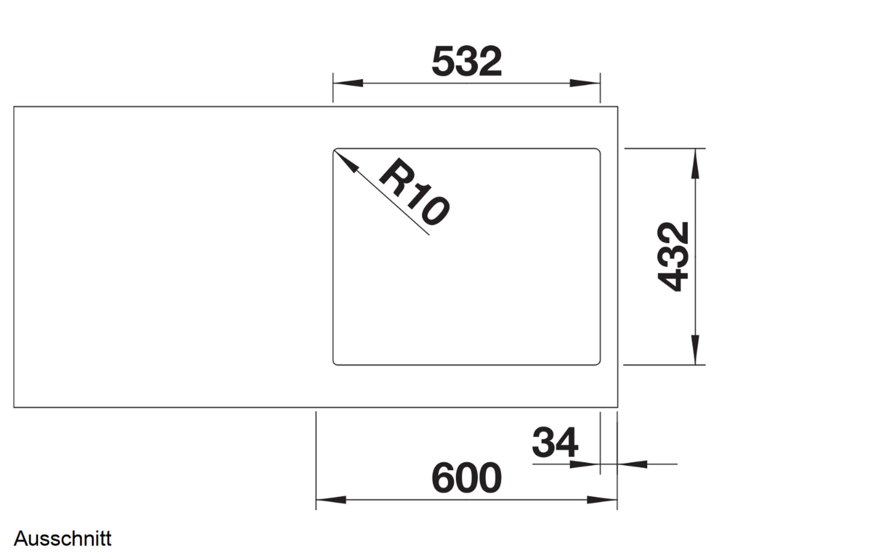 500-IF Küchenspüle Blanco geradlinige Beckenform filigranem Zeitlos weiß, 524109 cm, mit Subline 50/19 Rechteckig, IF-Einbaurand Blanco elegante,