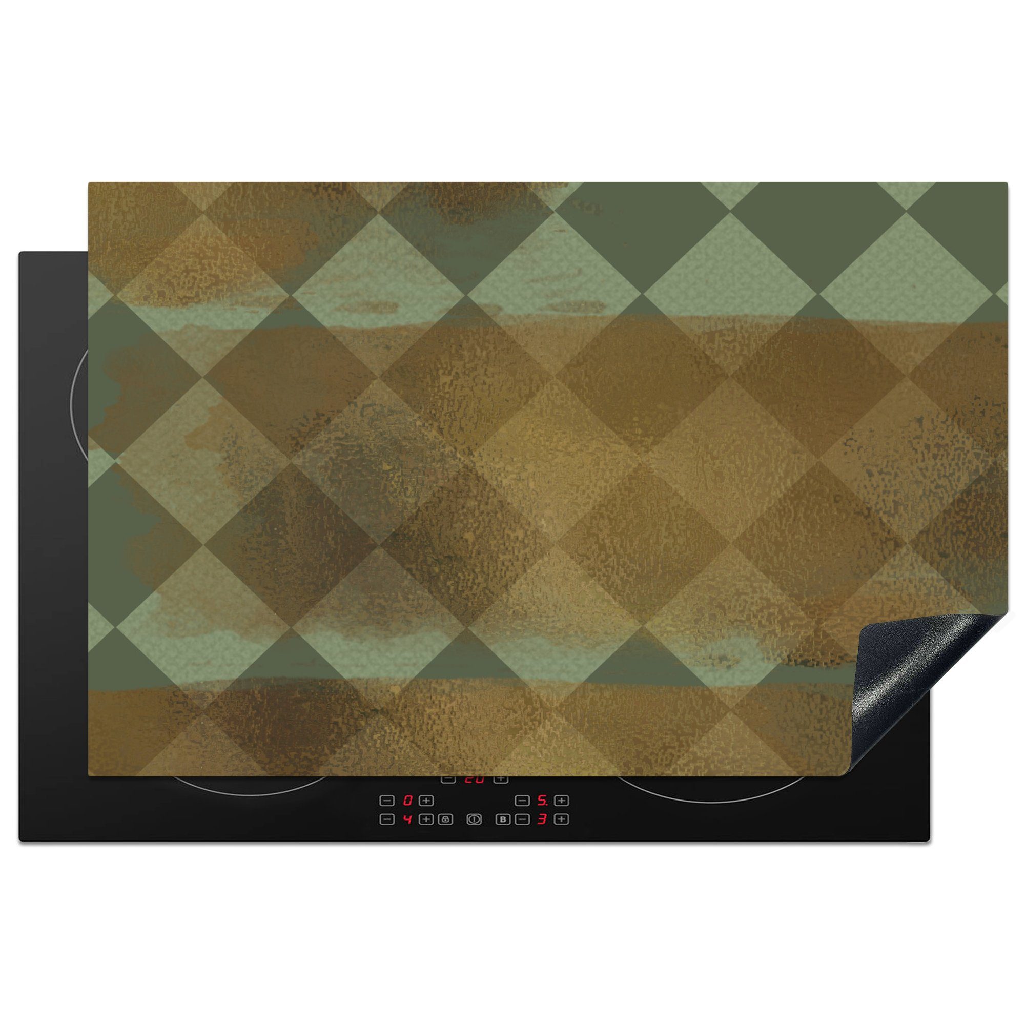 MuchoWow Herdblende-/Abdeckplatte Muster - Gold - Block, Vinyl, (1 tlg), 81x52 cm, Induktionskochfeld Schutz für die küche, Ceranfeldabdeckung