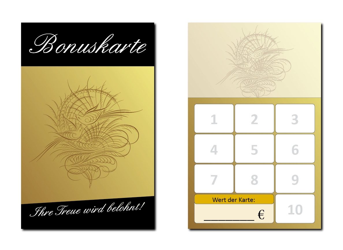 LYSCO Visitenkarten Bonuskarte Wellness Beauty Heiße Steine Buddha Massage Feng Shui, Treuekarten, Rabattkarte, Orchidee, 10 Stempelfeldern + Firmenstempel