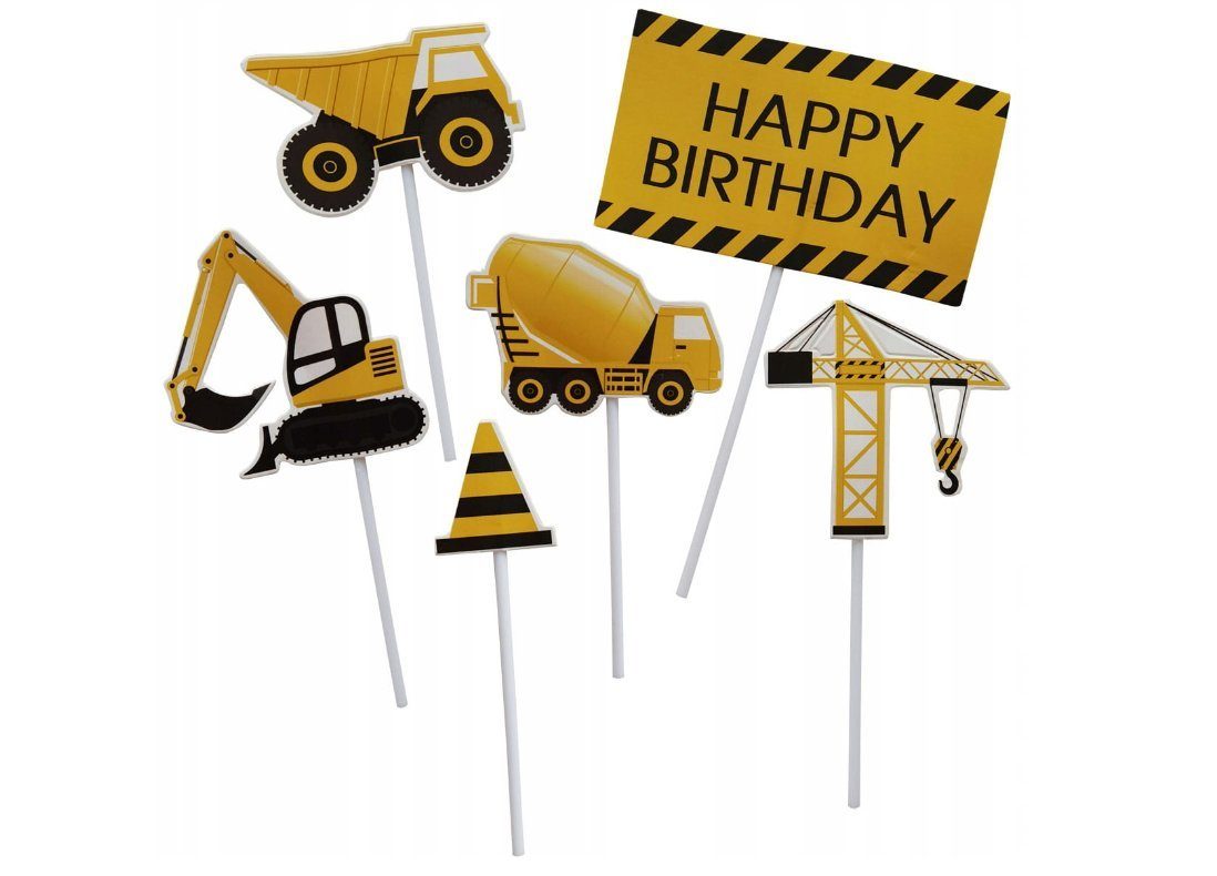 Tortenstecker Baumaschinen Topper Set 8 Stk Geburstag Torten Deko Kuchen Junge