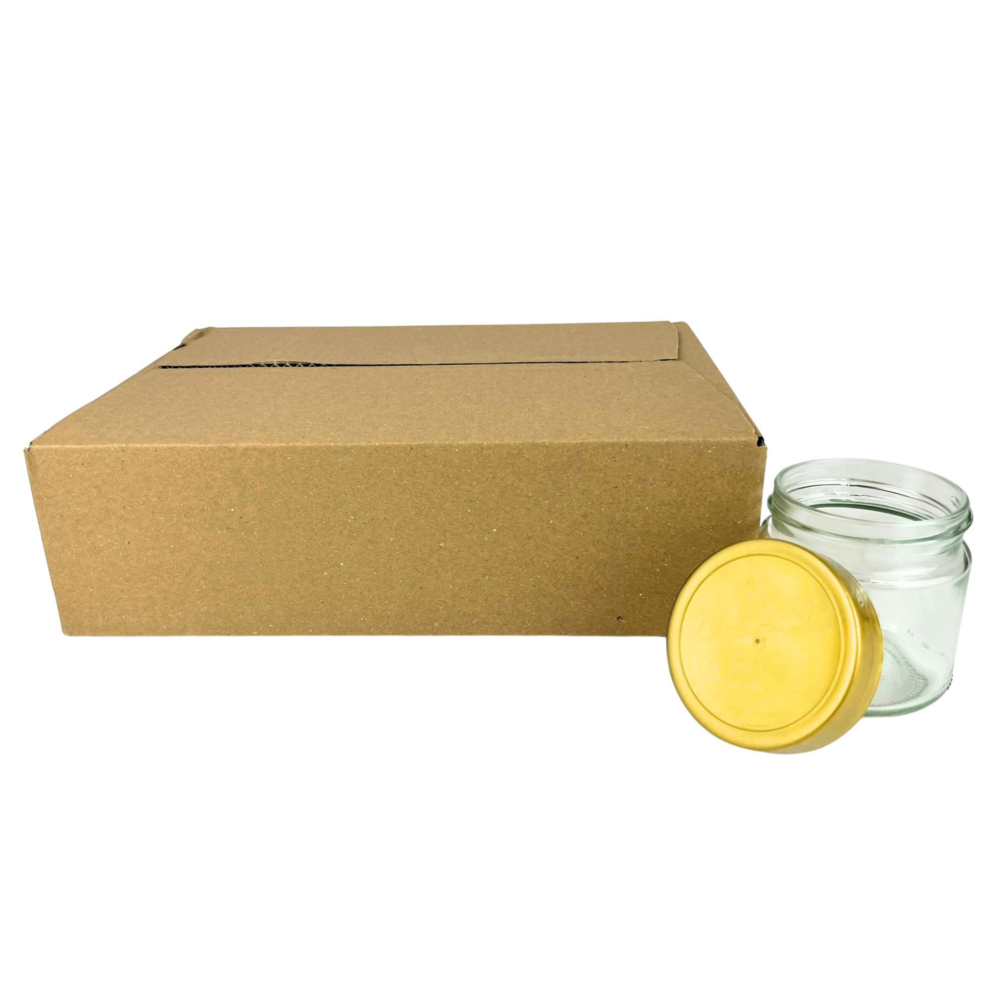 BIENEN SCHMIDT Honigglas 60x Neutrales Schraubglas Neutralglas 250g mit goldenem Deckel, (60-tlg., 60 Stk), Einmachglas, Marmeladenglas, Sturzglas 225 ml