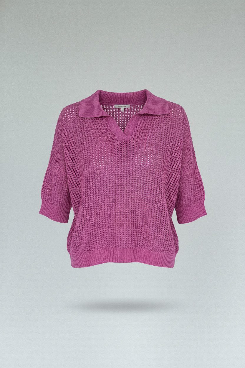 Zuckerwatte Ajourpullover modisch kurze Form aus wertiger Baumwollmischung