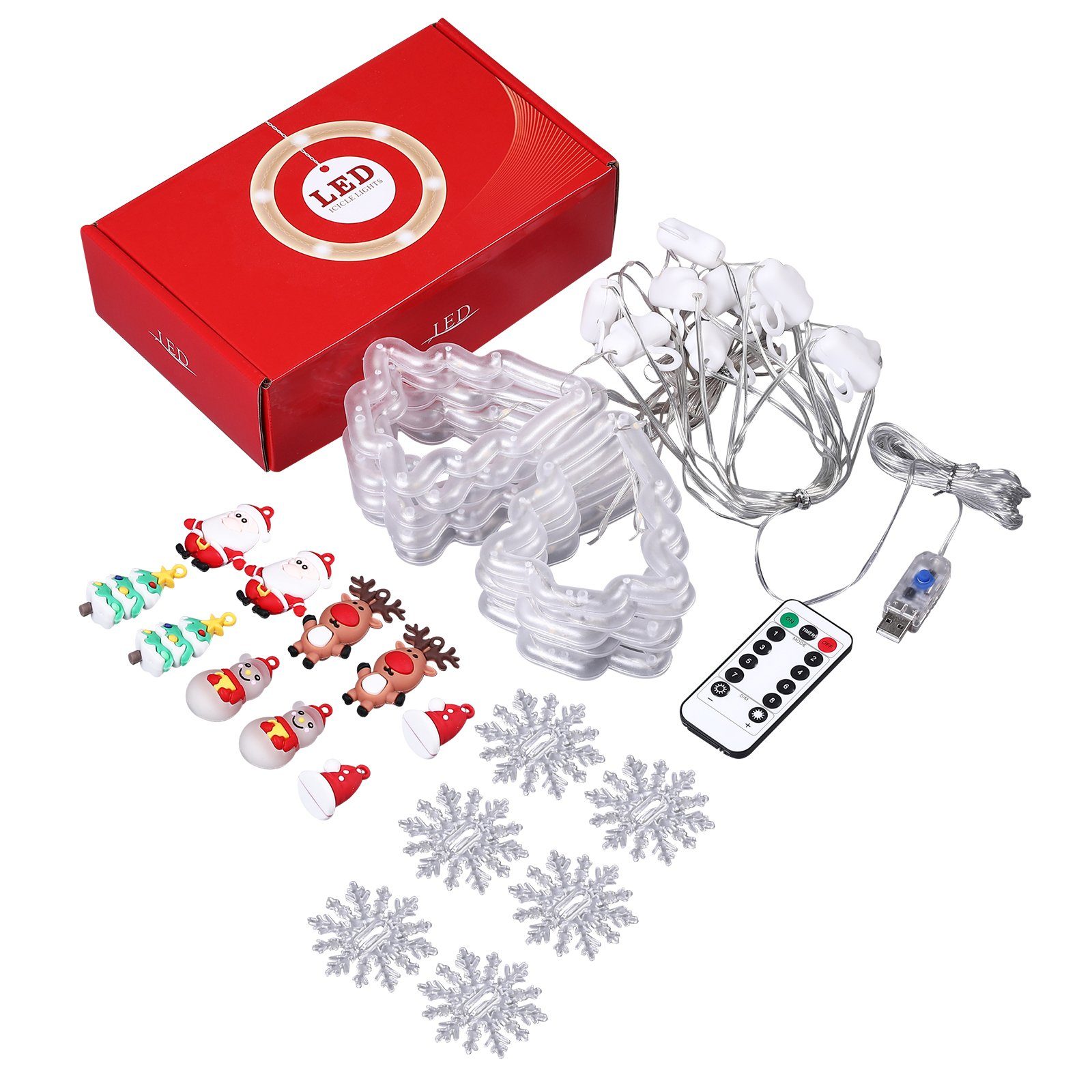 Rosnek LED-Lichtervorhang 3M, Schneeflocke, 8 Glitzermodi, für Weihnachtspa günstig online kaufen