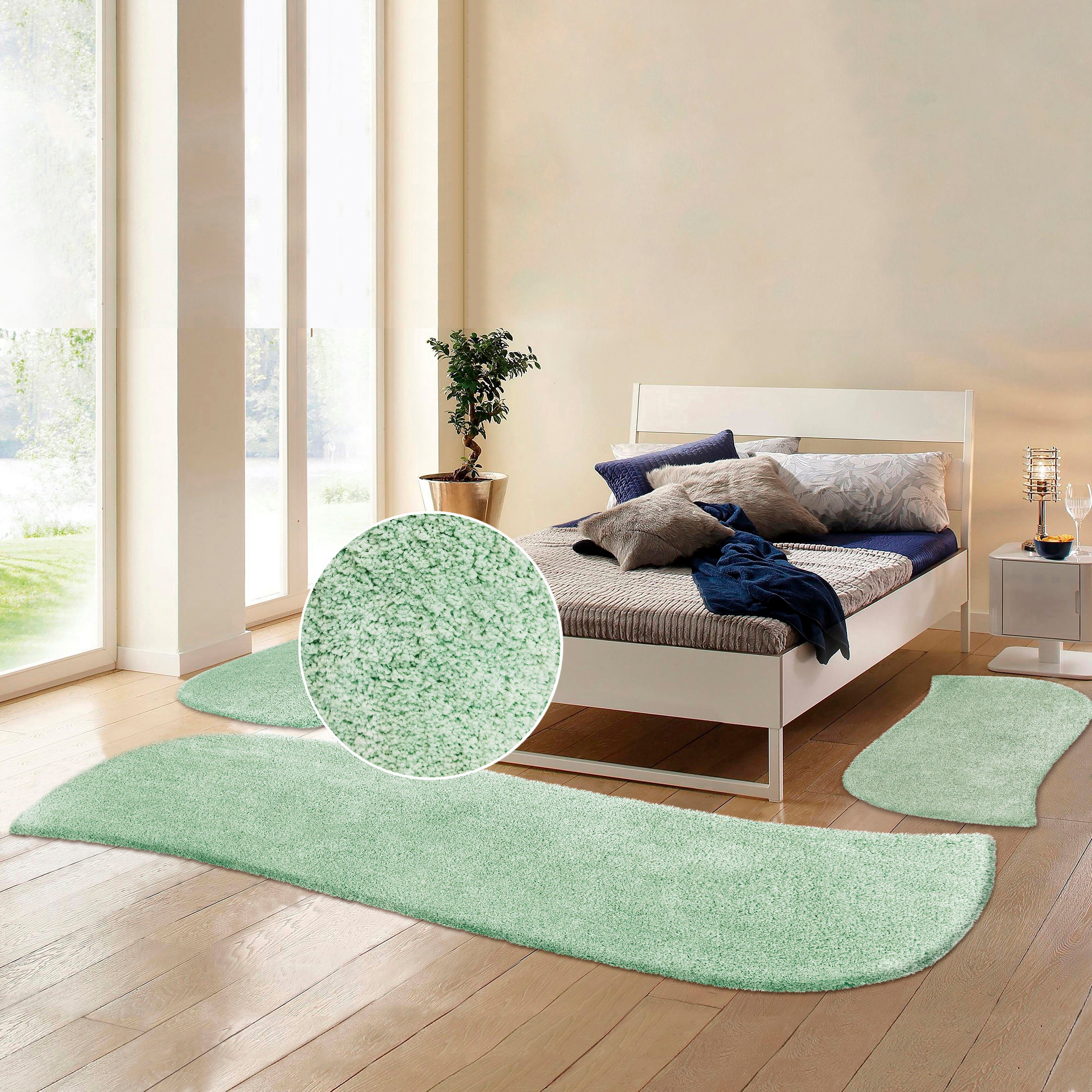 OTTO home Hochflor-Bettumrandung Desner, Höhe 35 mm, (3-tlg), Mikrofaser, weich, flauschig, Schlafzimmer, Bettvorleger, Läufer Set – Bild 2 von 5