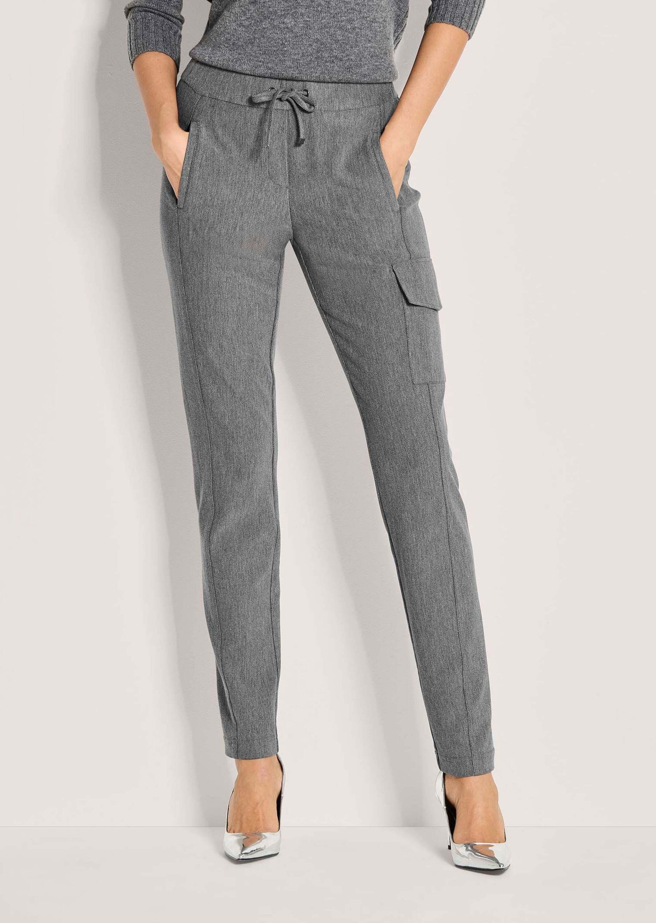 MADELEINE Jerseyhose Cargo-Jerseyhose mit Kordelzug Stoffhose mit Schlupfbund, Kordelzug und Pattentaschen