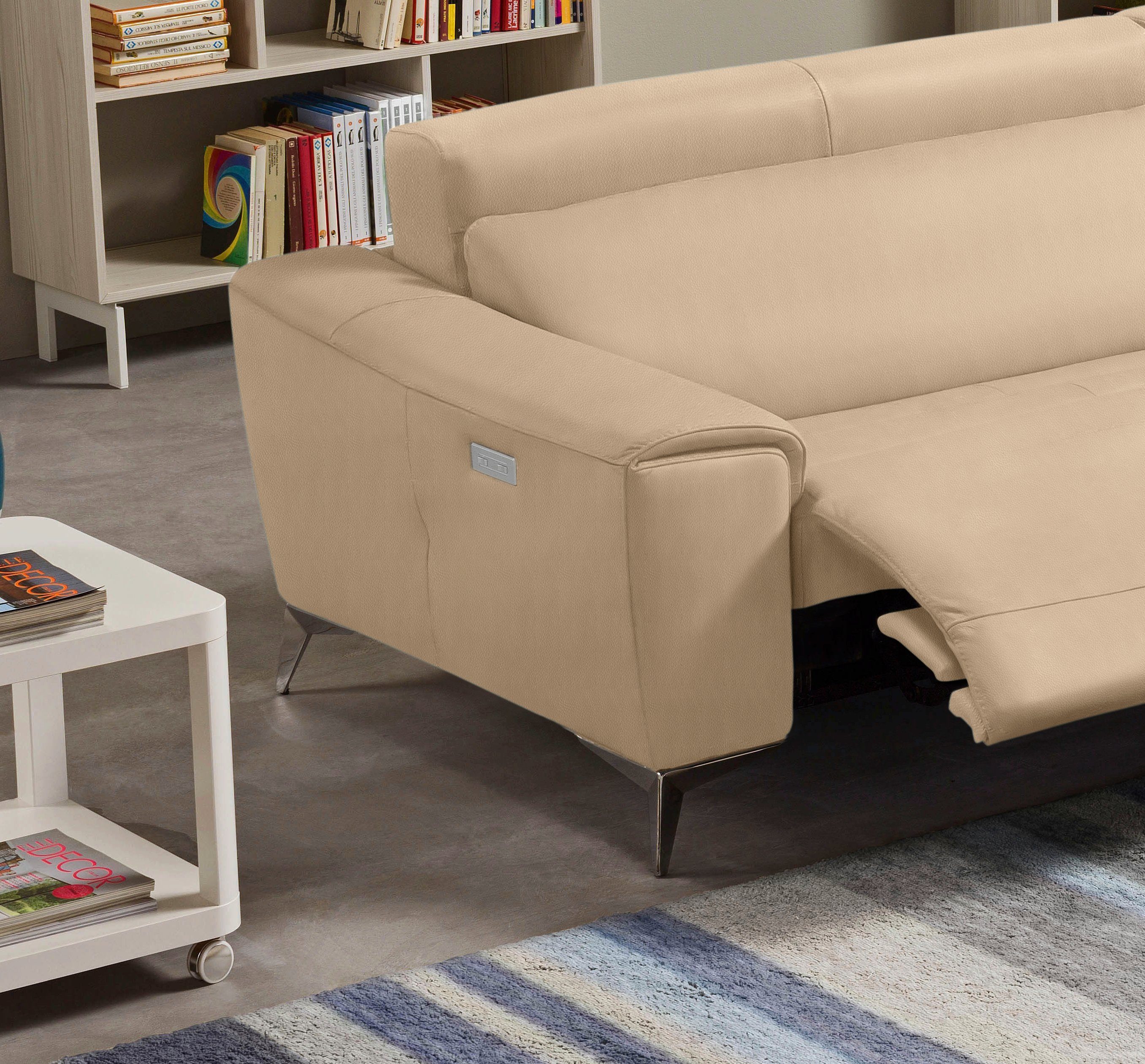 Egoitaliano Ecksofa Suzette, Designsofa mit hohem Sitzkomfort, mit Recamiere, inkl. 1 elektronischen Relaxfunktion, L-Form