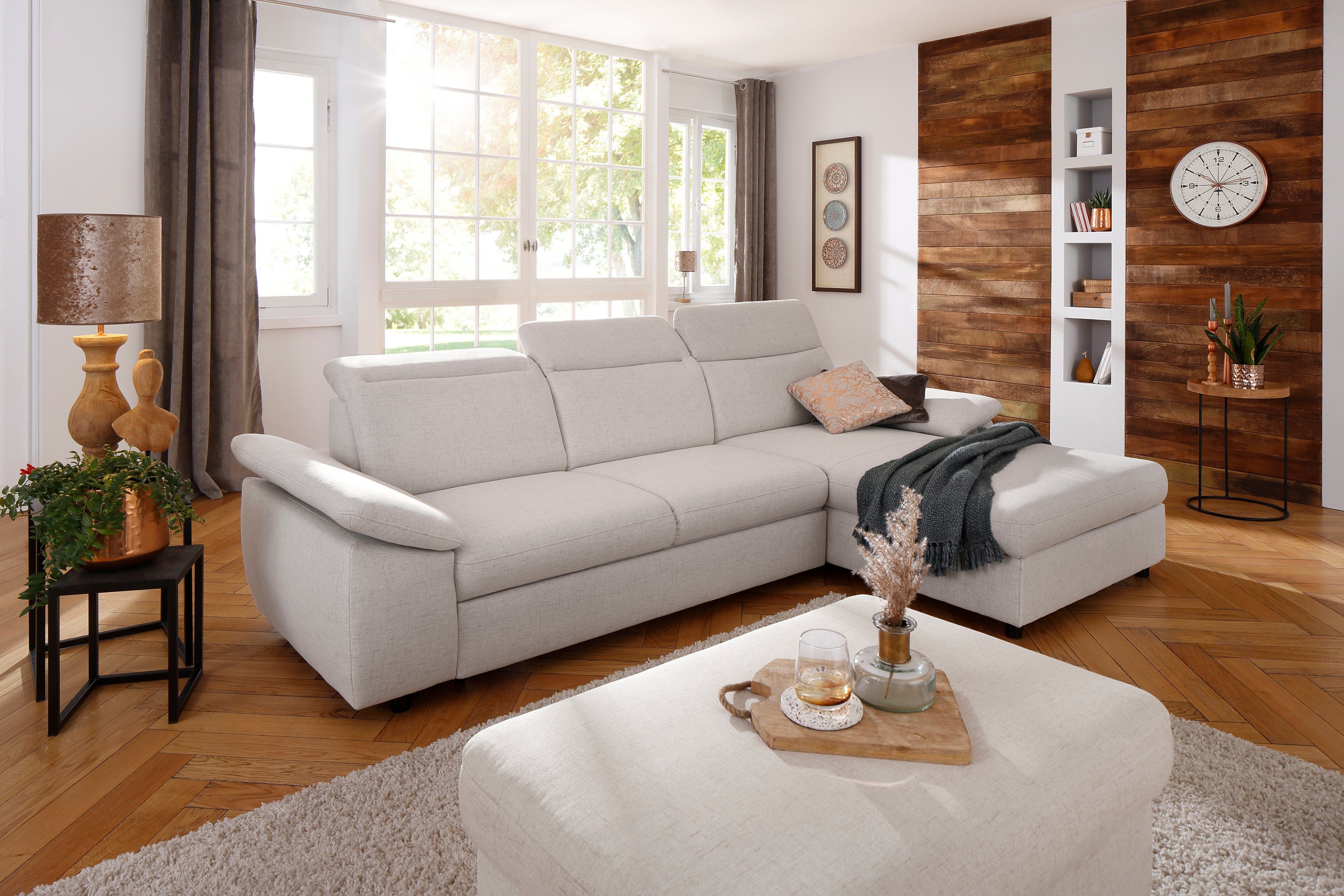 Home affaire Ecksofa Mauritius L-Form, mit Kopfteil- und Armlehnverstellung, mit Bettfunktion und Bettkasten