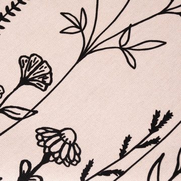 SCHÖNER LEBEN. Tischdecke Clayre & Eef Mitteldecke Tischdecke Wiesenblumen beige 100x100cm, Kuvertsaum