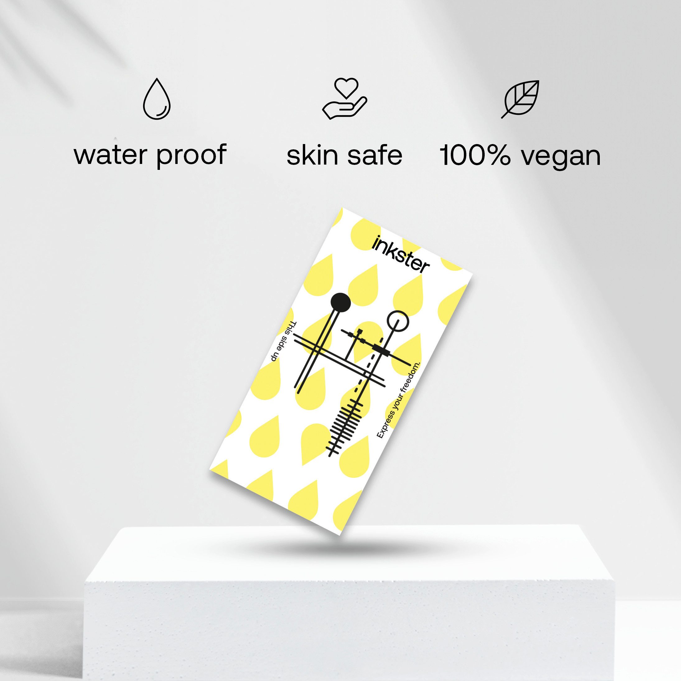 Inkster Schmuck-Tattoo Abstraktes Kreuz Tattoo, Vegane & EU-Kosmetikzertifizierte Farbe, wasserfestes temporäres Tattoo, 2 Wochen Halt