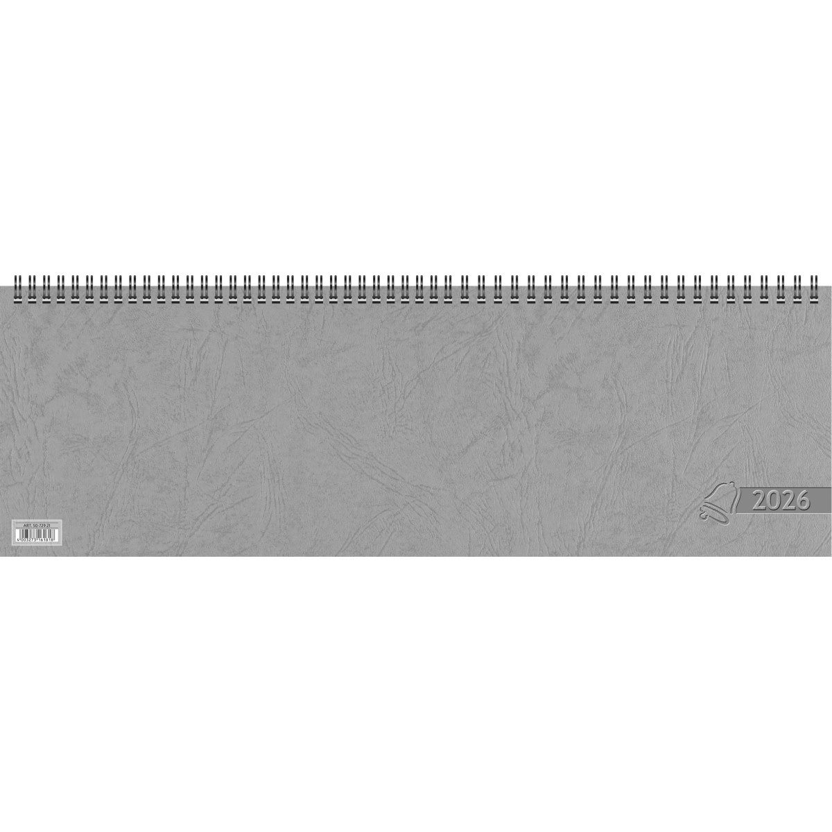 GLOCKEN Schreibtischkalender Querkalender 42x13,7cm 1 Woche/2 Seiten grau Kalendarium 2026.