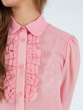 RUA & RUA Chiffonbluse Bluse Hemd aus Seide mit Rüschen in Pink (1-tlg)