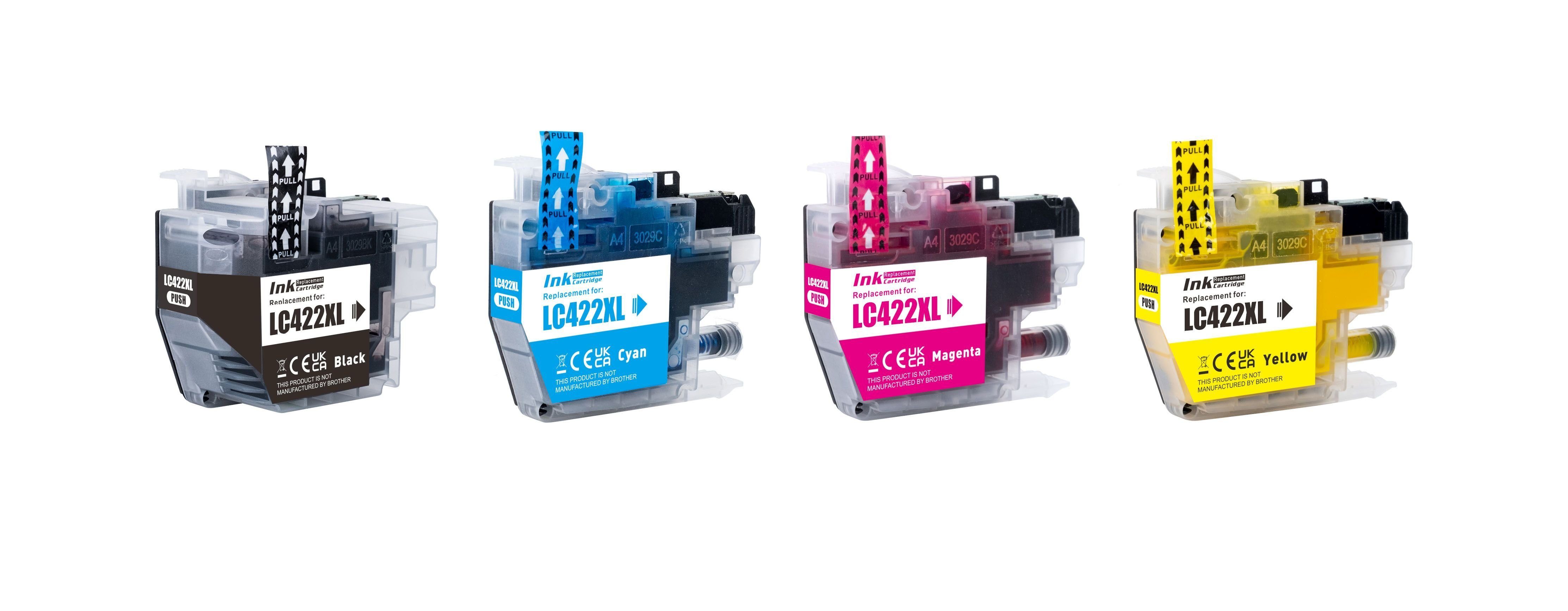 Inbusco Tonerpatrone 4x Tintepatronen kompatibel für Brother LC 422XL ..., SET LC 422 XL | Tonerpatronen
