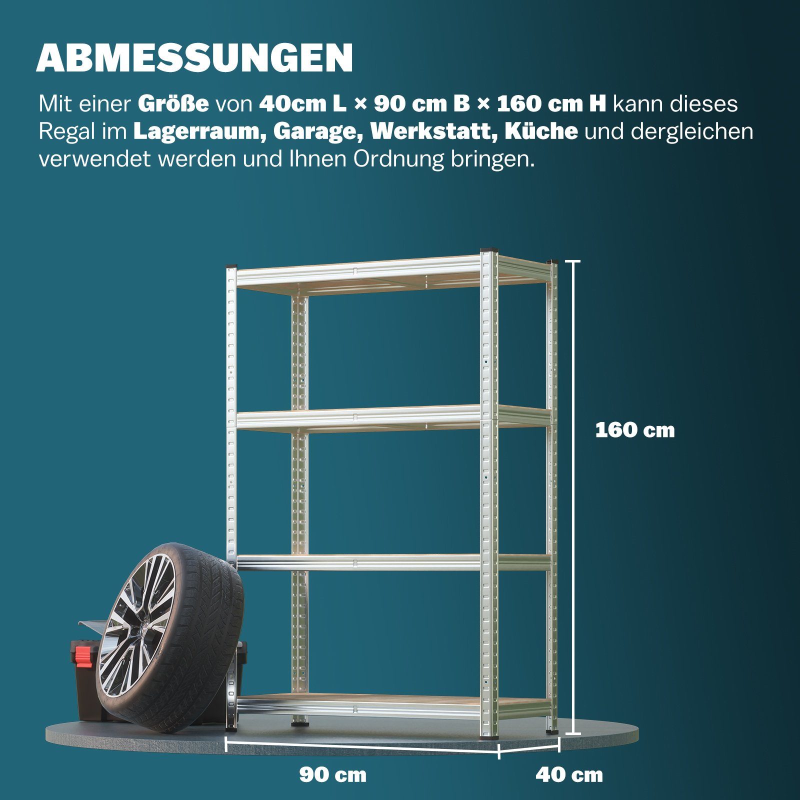 2x Lagerregal monzana Kellerregal 4 700kg MDF-Platten Schwerlastregal, 160x90x40cm Regal
