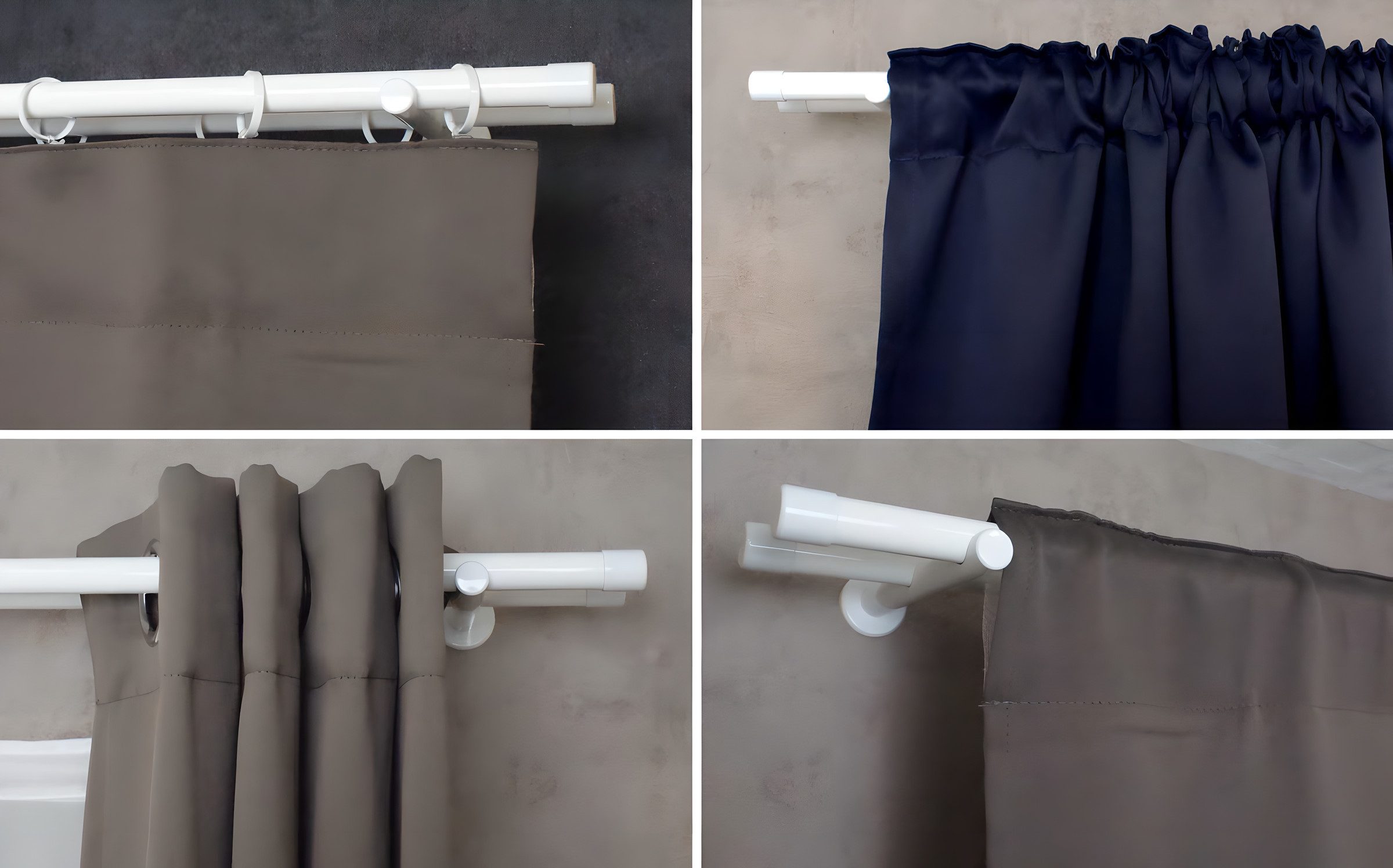 iso-design Gardinenstange 20 mm 2-läufig Schwarz und Weiß aus Metall Wandmontage Endstück Kappe, Ø 20 mm, 2-läufig, Fixmaß, mit Bohren, verschraubt, Metall, Gardinenstange aus Aluminium