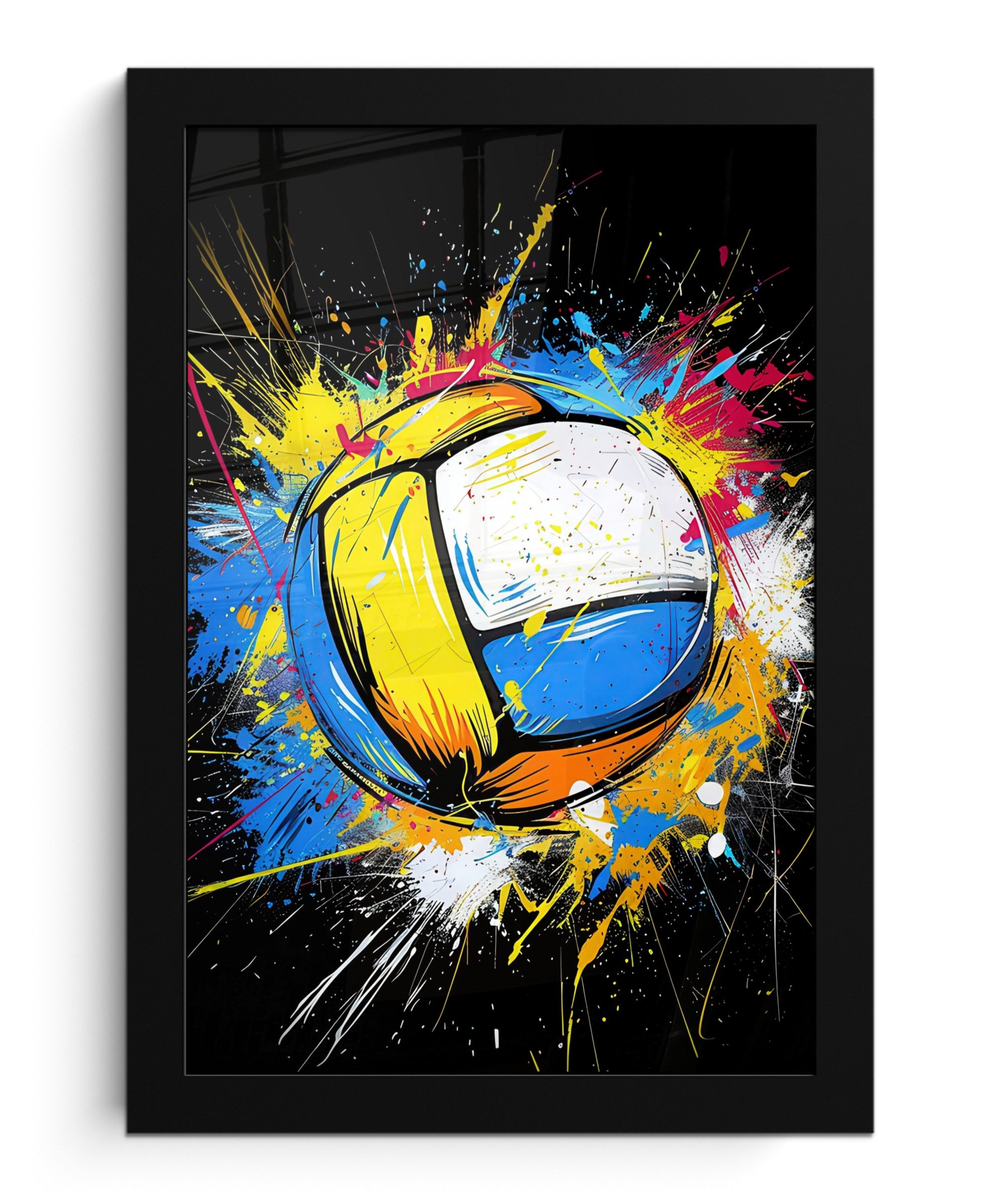 MuchoWow Poster Graffiti - Sport - Volleyball - Ball, (1 St), Bilderrahmen, Zimmer Deko, Bild für Wohnzimmer, 20x30 cm