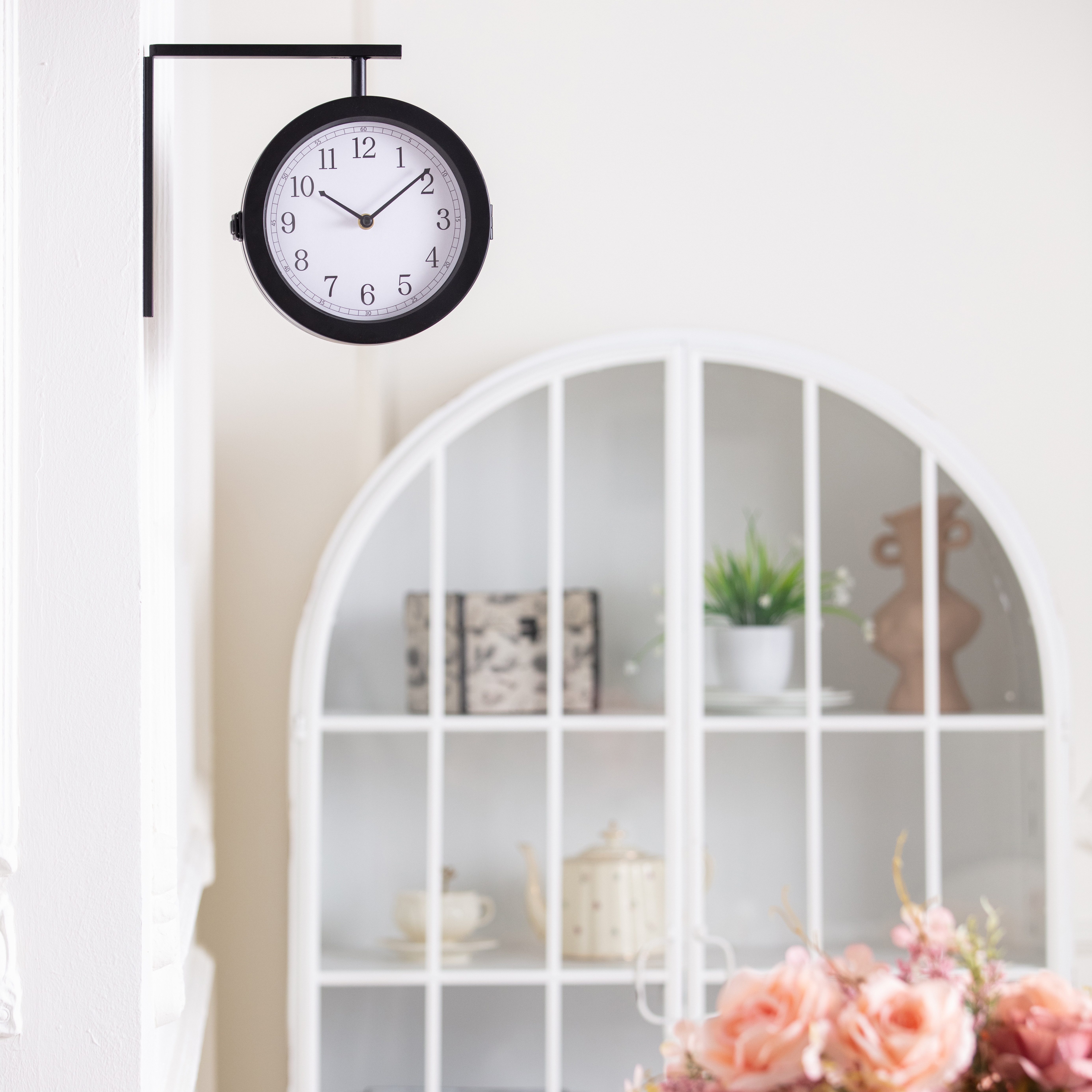 K&L Wall Art Wanduhr hängende Bahnhofsuhr Doppelseitig Vintage Doppeluhr antik (stille Uhr)