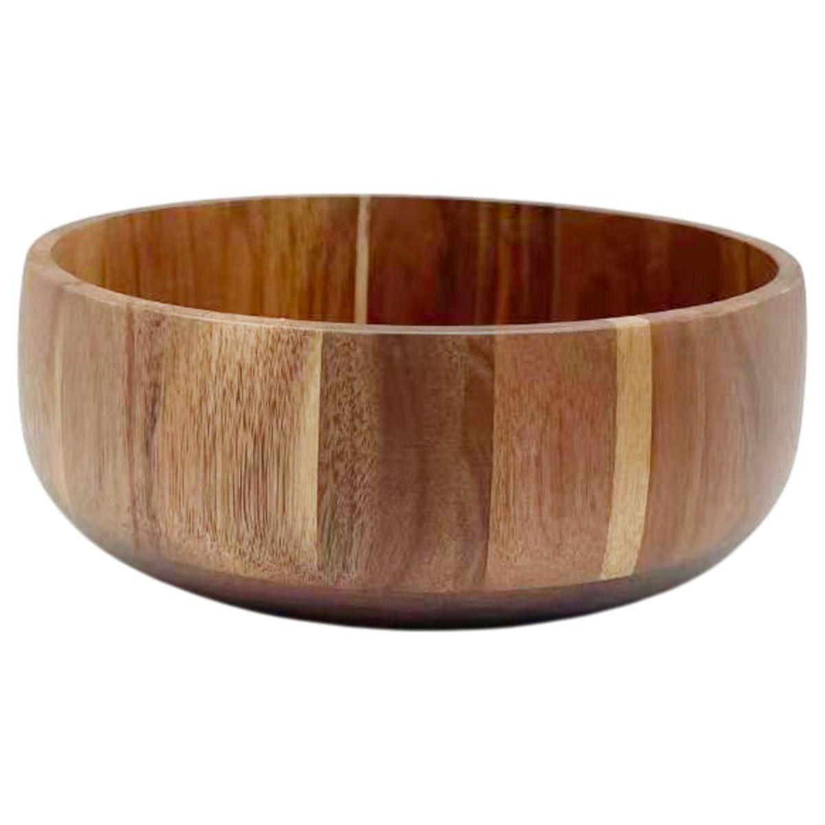 Bricard Servierschüssel Tiefe Massivholz-Salatschüssel in Block-Optik Akazie Holz Ø 22 cm, (1-tlg)
