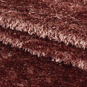 Teppich Unicolor - Einfarbig, Teppium, Rechteckig, Höhe: 50 mm, Teppich Wohnzimmer Einfarbig Kupferfarbe, Shaggy Flauschig Weich
