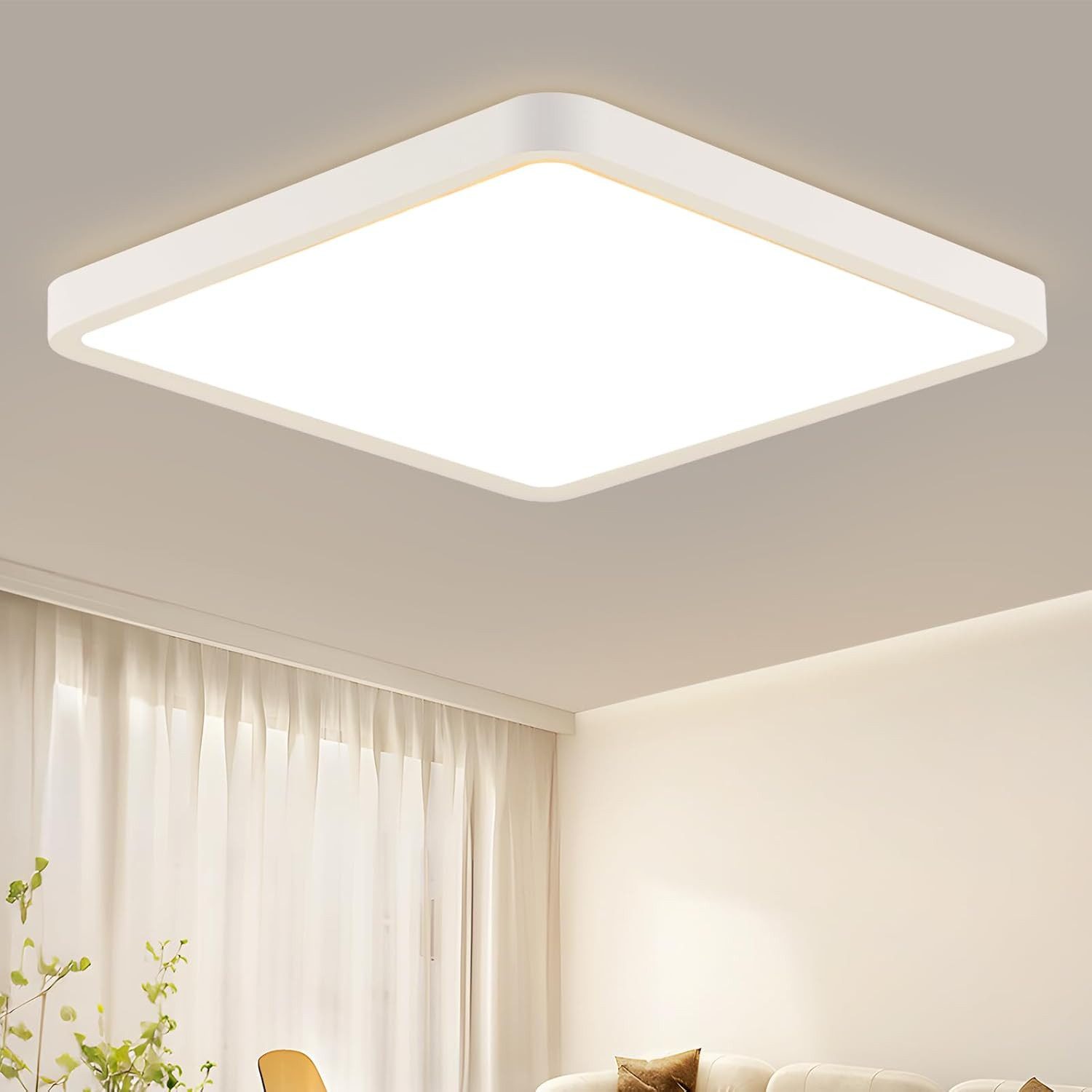 ZMH LED Deckenleuchte Modernes LED-Licht für Wohnzimmer, Schlafzimmer, Flur und Küche, Hochwertige Design, LED fest integriert, Warmweiß, 3000K, warmweiß, 2332lm,quadratisch