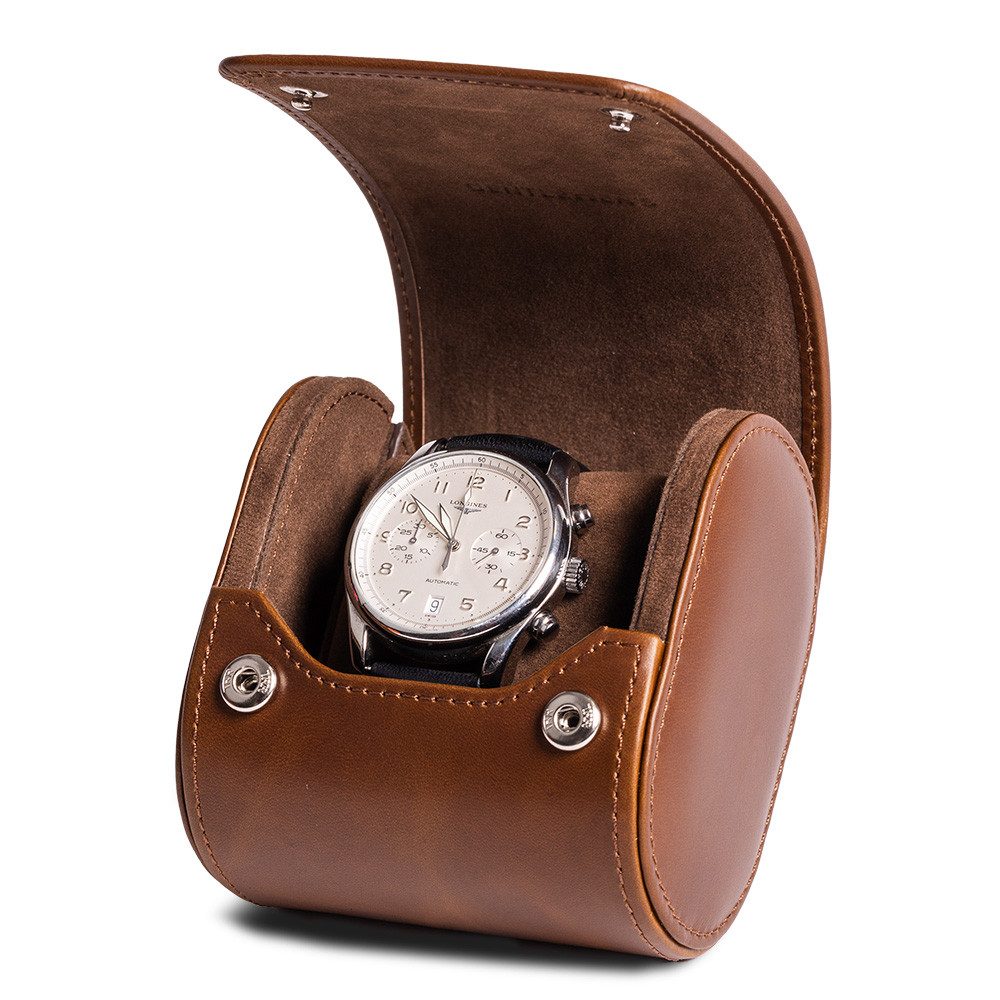 Gentlemen's Uhrenbox Echtleder Watchbox - mit weichem Innenfutter, 100% handgefertigt, ideal auch als Geschenk