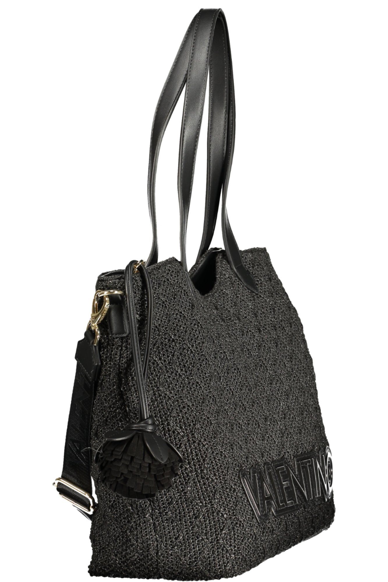 Valentino Umhängetasche, Elegante schwarze Damentasche: vielseitig, mit Schultergurten und Deta