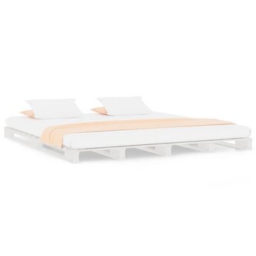 furnicato Bett Palettenbett Weiß 140x200 cm Massivholz Kiefer